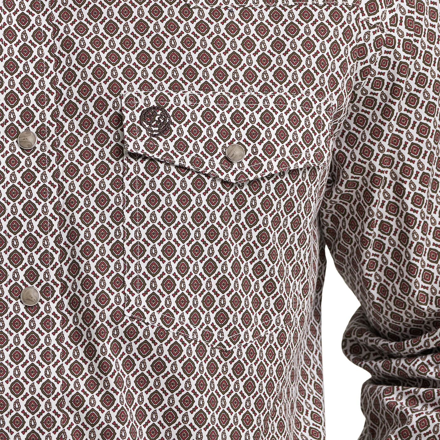 George Strait Men's Brown & Cream Geo Print Western Shirt - Image 1