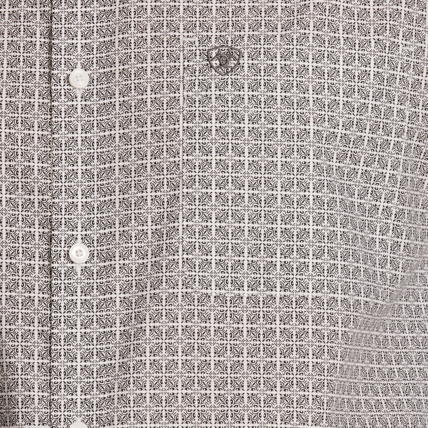 Ariat Men's Gray & White Geo Print Long Sleeve Western Shirt  - Image 2