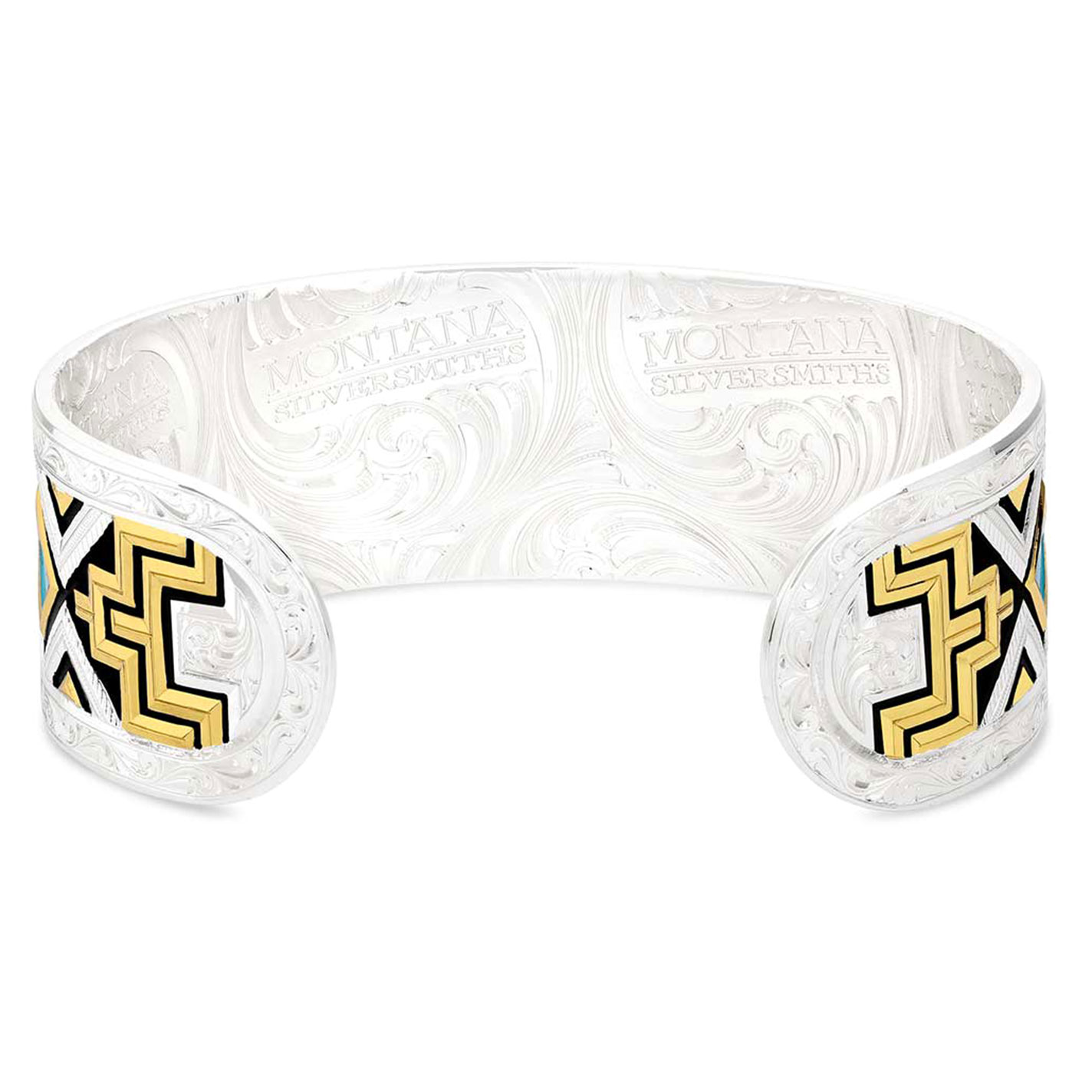 Montana Silversmiths Rise Above Silver Gold & Turquoise Cuff Bracelet - Image 3