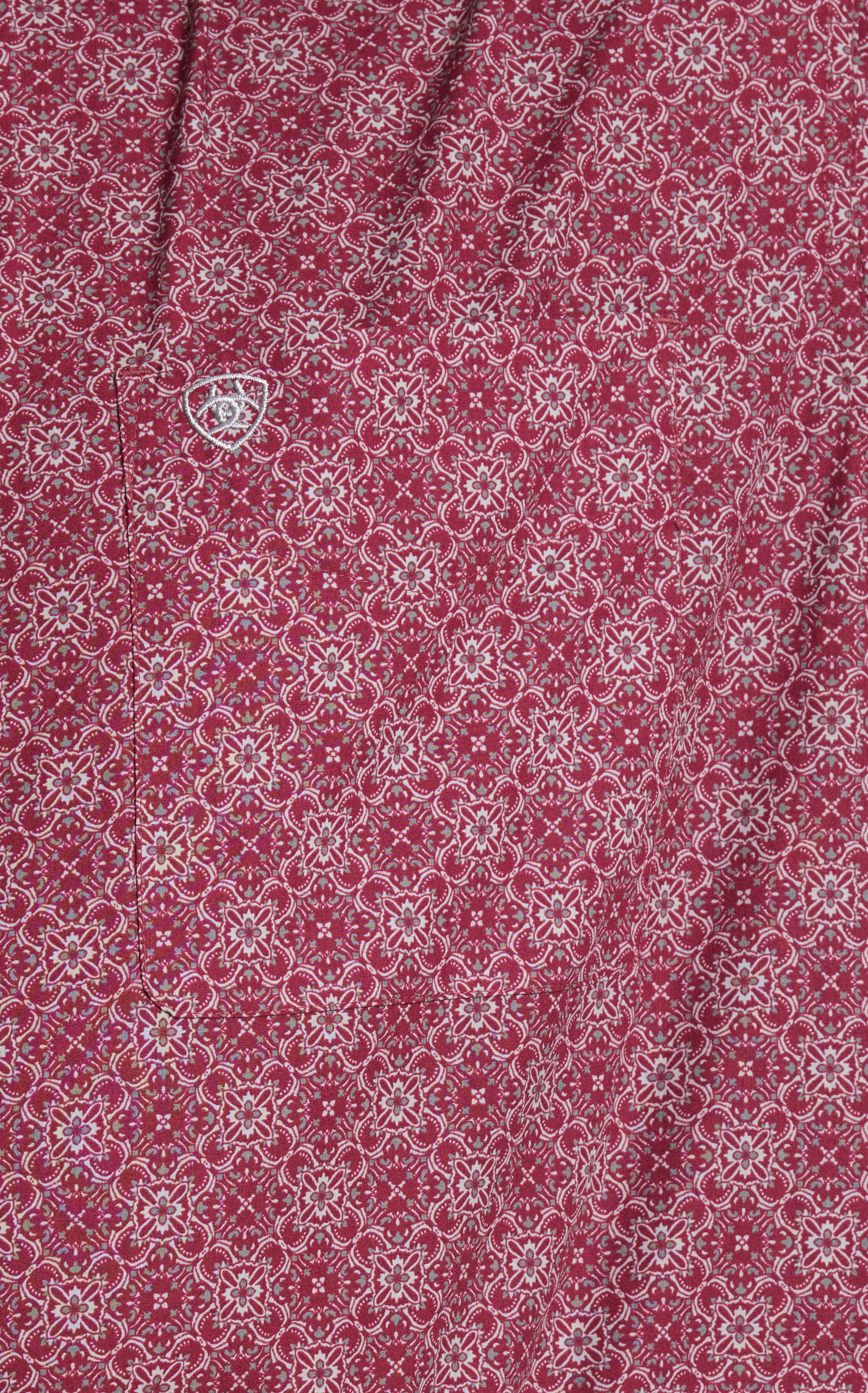 Ariat Men's Wyatt Wine & Gray Geo Print Western Shirt - Image 1