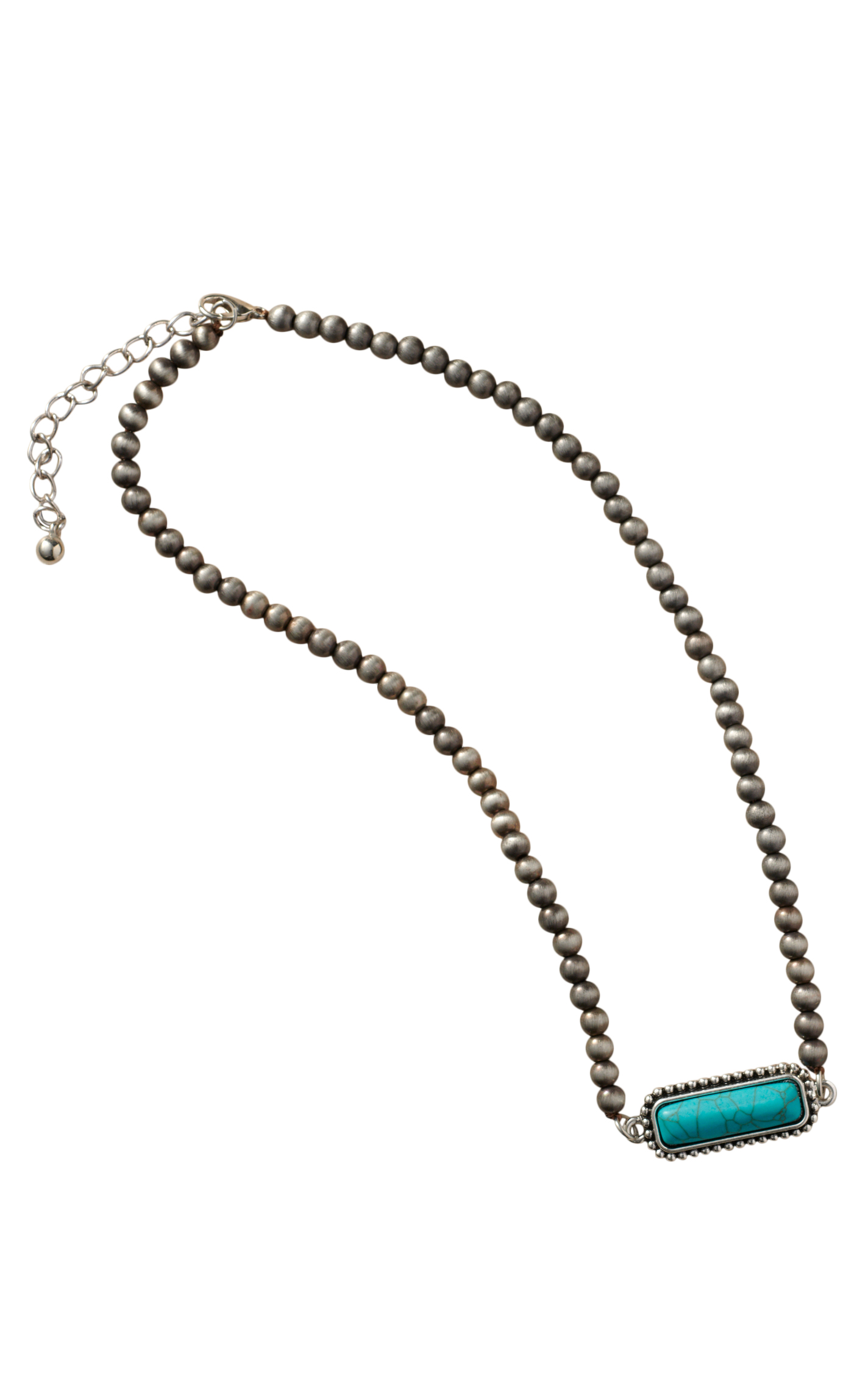 Southern Grace Silver & Turquoise Stone Bar Necklace - Image 2