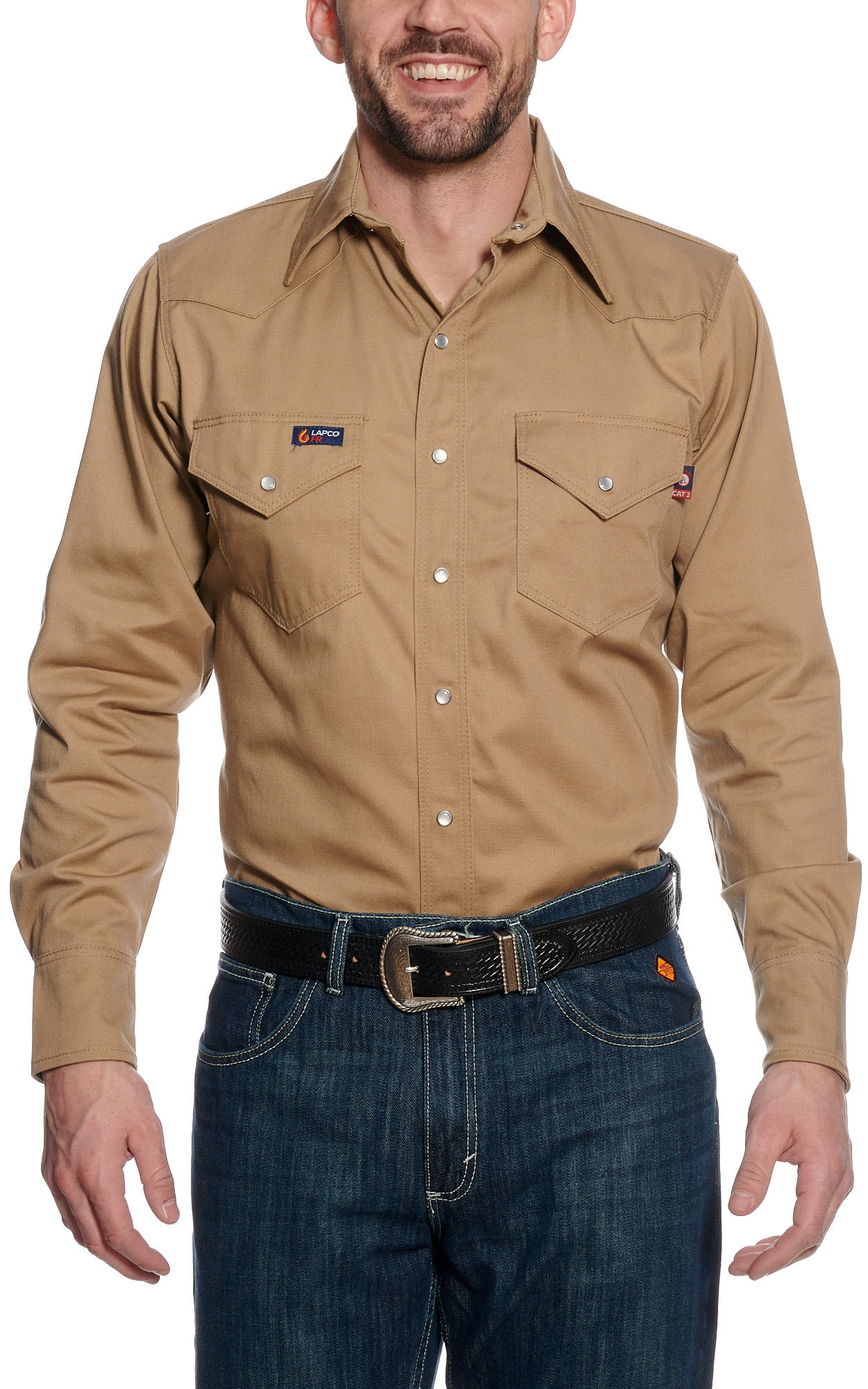 Lapco Khaki Flame Resistant Workshirt - Image 1