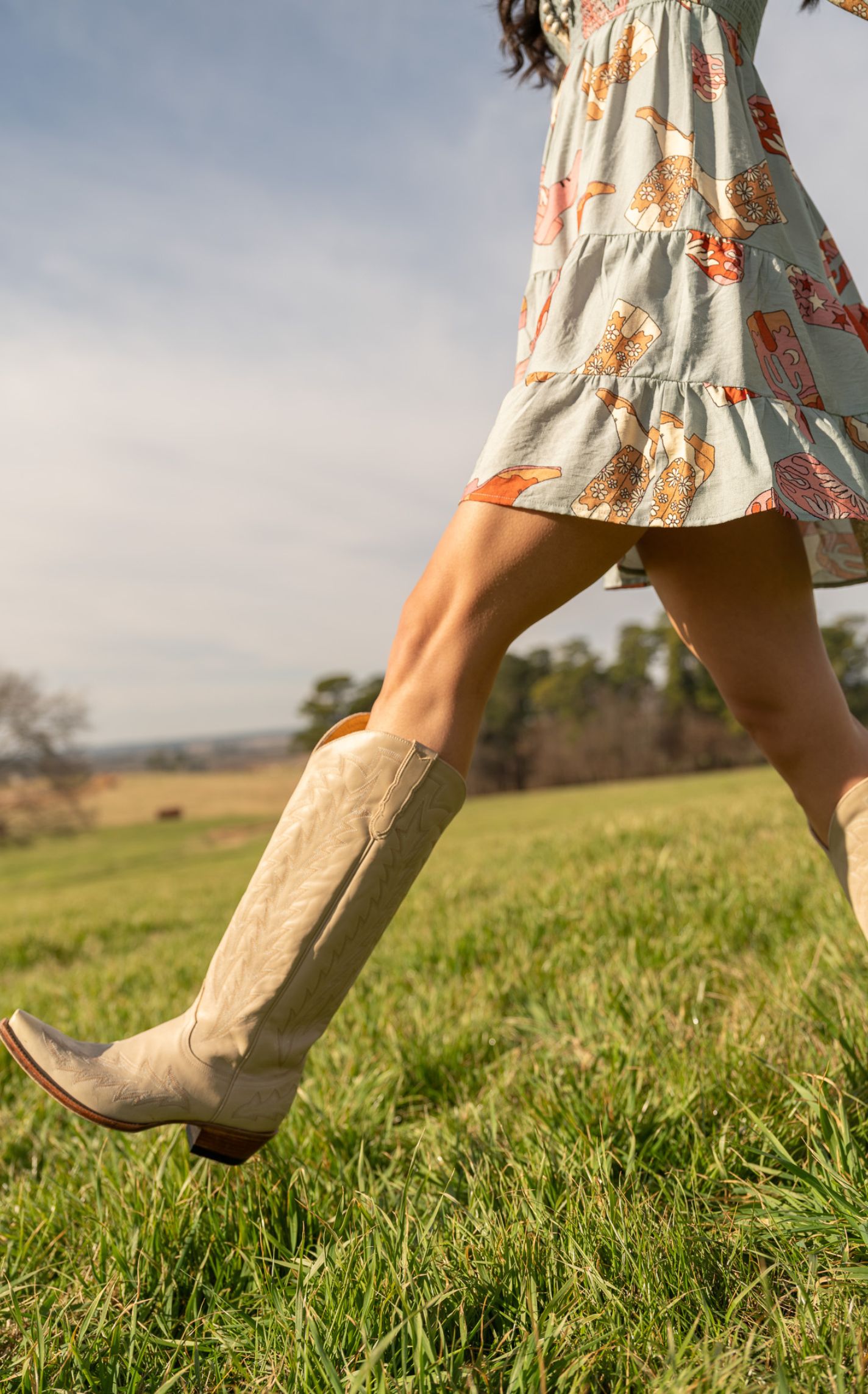 JRC & Sons Women’s Nancy Bone Leather Snip Toe Tall Cowboy Boots - Image 1