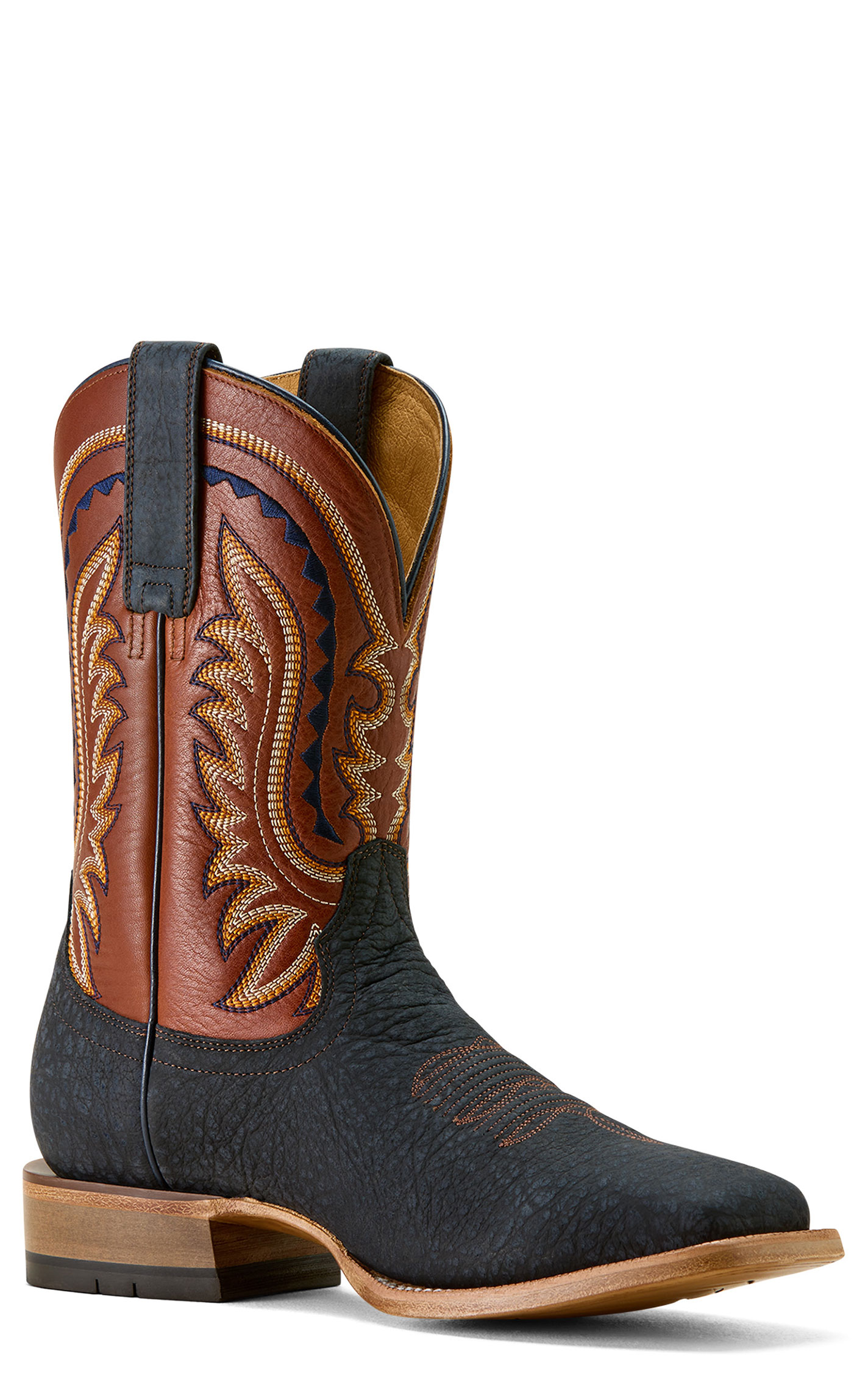 Ariat Men's Navy Bison & Ginger Spice TekStep Wide Square Toe Boots - Image 1
