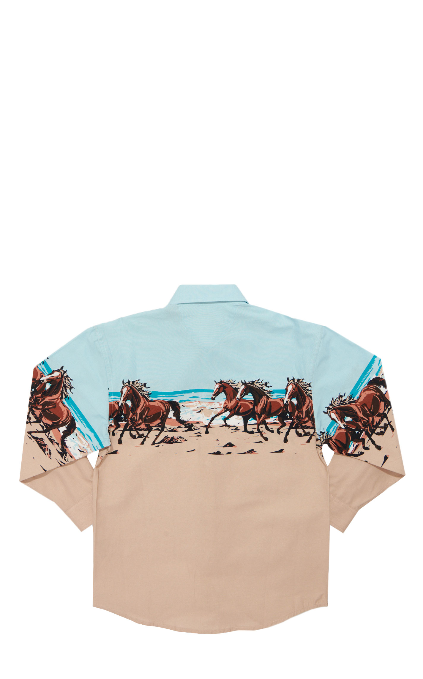 Panhandle Slim Boy's Tan Horse Border Western Shirt - Image 1