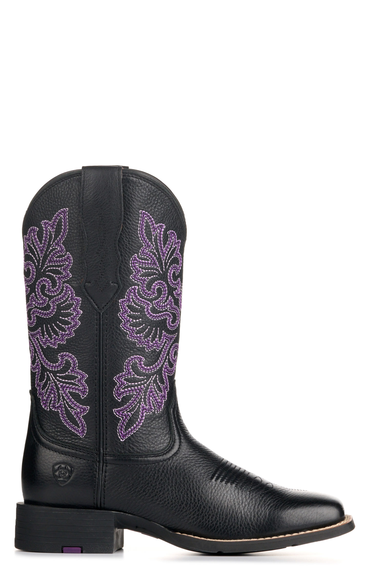 Ariat Women's Round Up Black Deertan StretchFit Wide Square Toe Cowboy Boots - Image 1