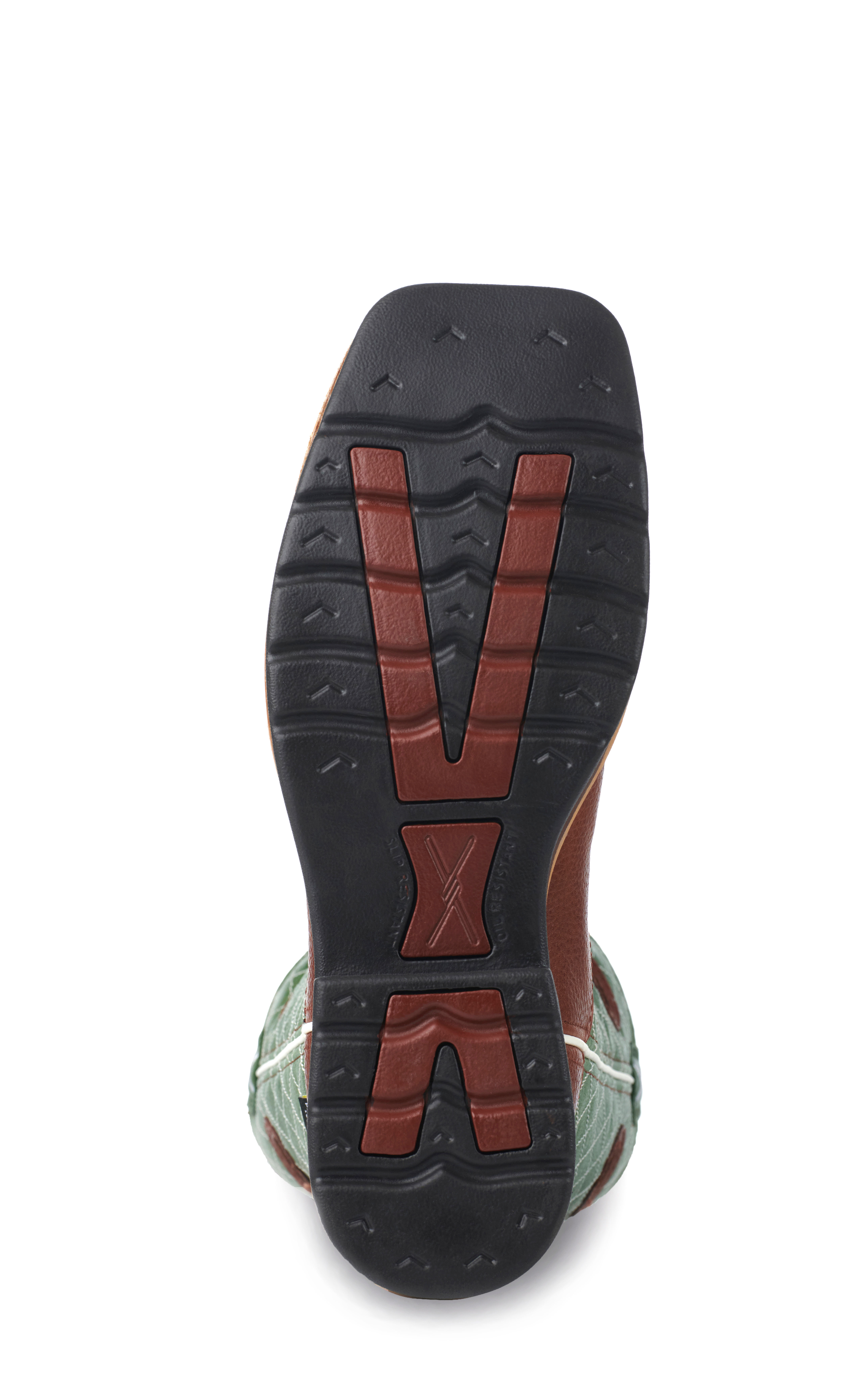 Twisted X Men's Cognac and Lime Green MetGuard Wide Square Steel Toe Work Boot - Image 1