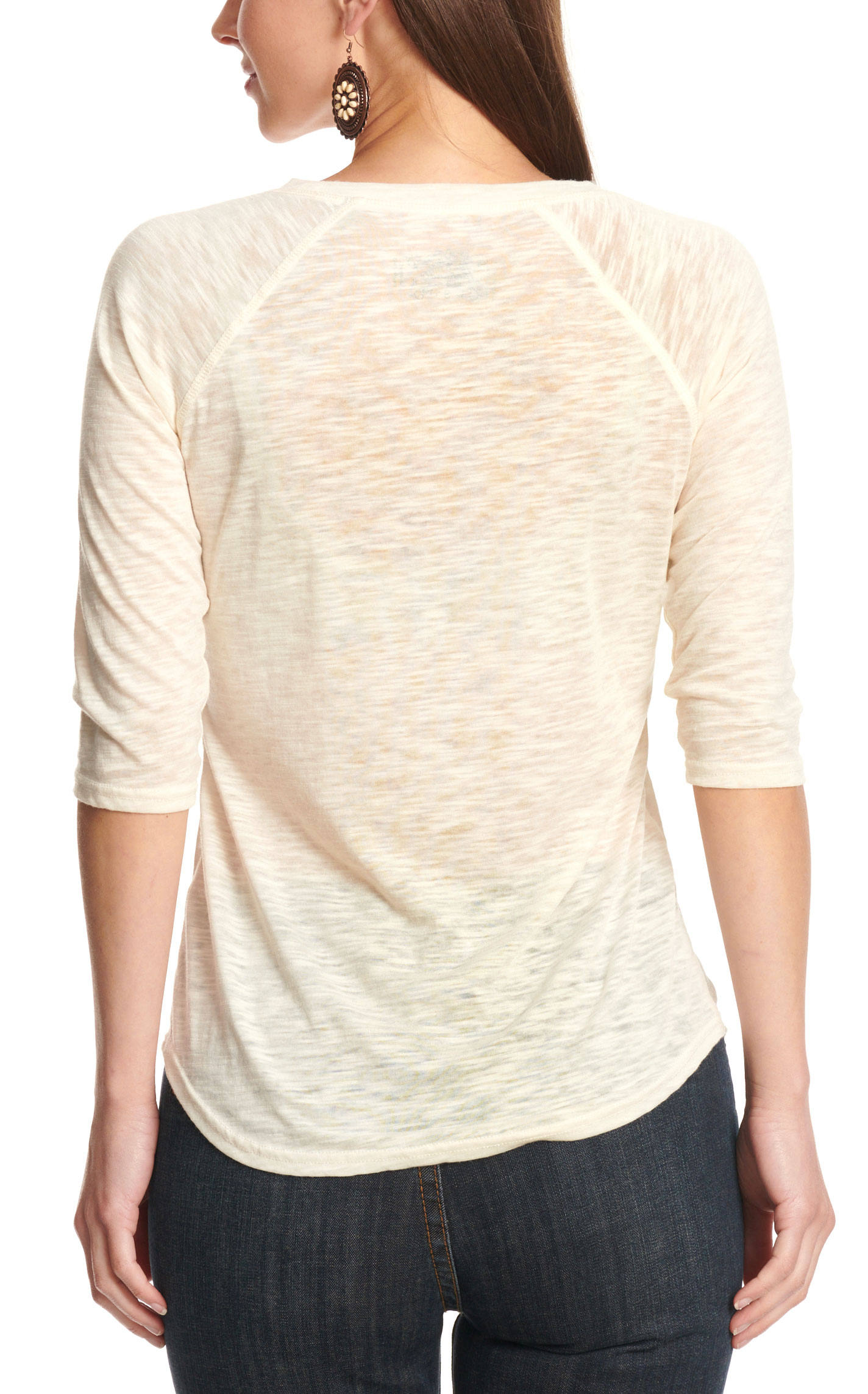 Panhandle Women's Cream Rodeo & Embroidered Graphic Raglan T-Shirt  - Image 1