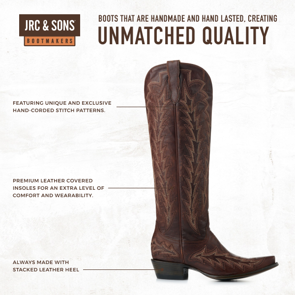 JRC & Sons Women’s Nancy Dark Brass Snip Toe Tall Cowboy Boots - Image 1