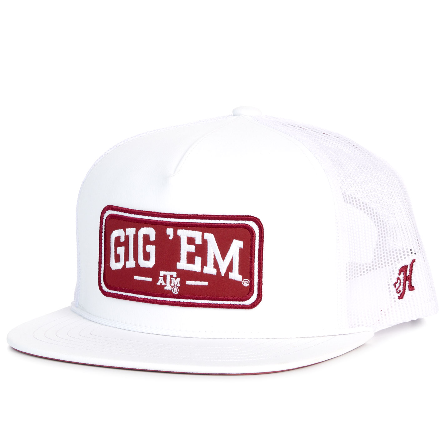 Hooey Collegiate Collection White Texas A&M Gig 'Em Logo Patch Cap - Image 1