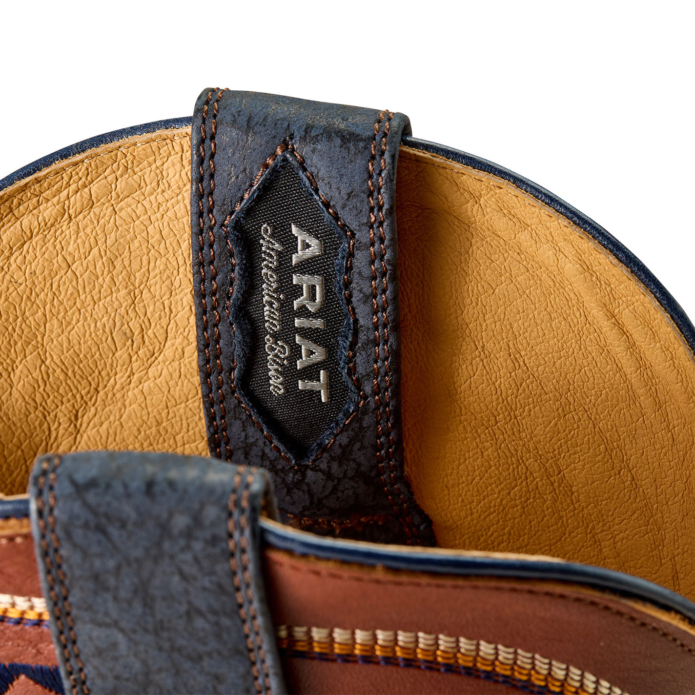 Ariat Men's Navy Bison & Ginger Spice TekStep Wide Square Toe Boots - Image 1