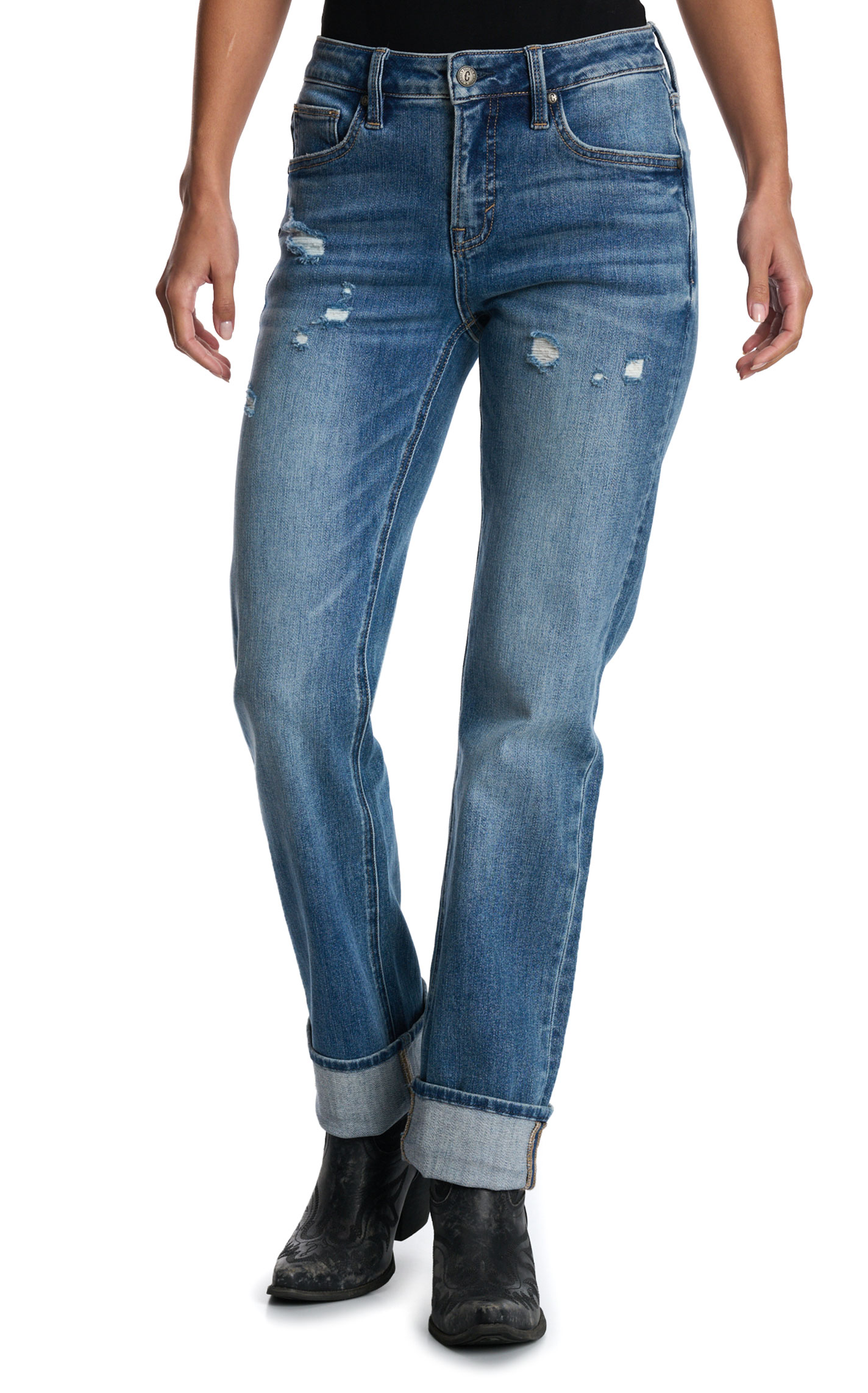Rockin' C Women's Medium Wash Slim Straight Leg Jeans - Image 1