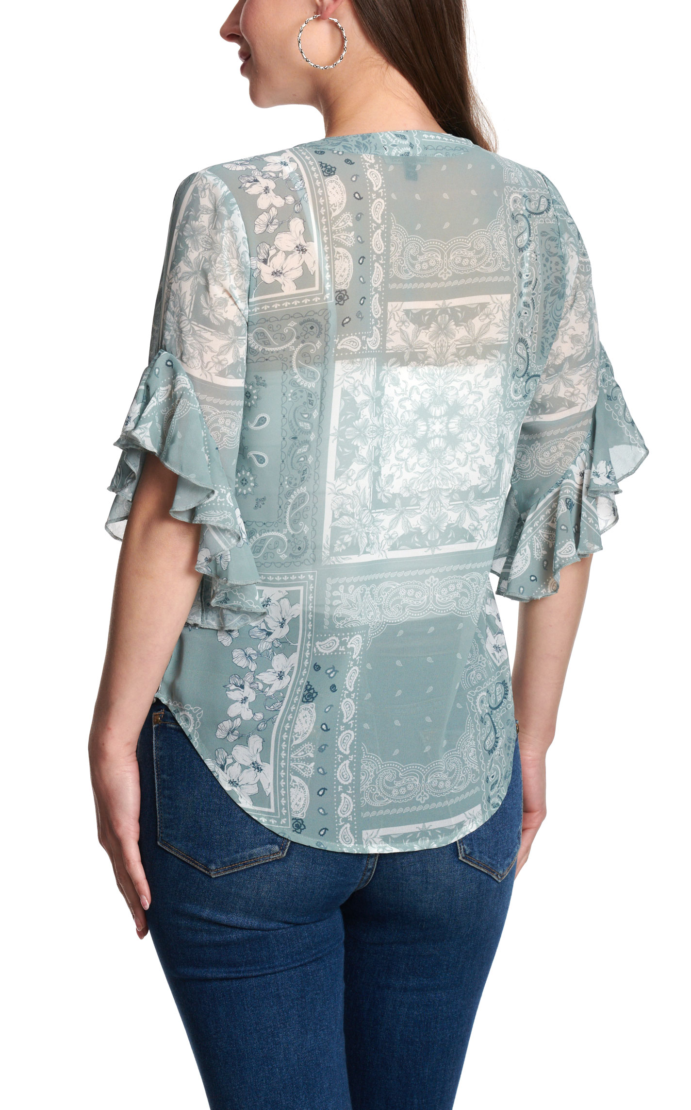 Cowgirl Hardware Women’s Blue Patchwork Floral Top - Image 1
