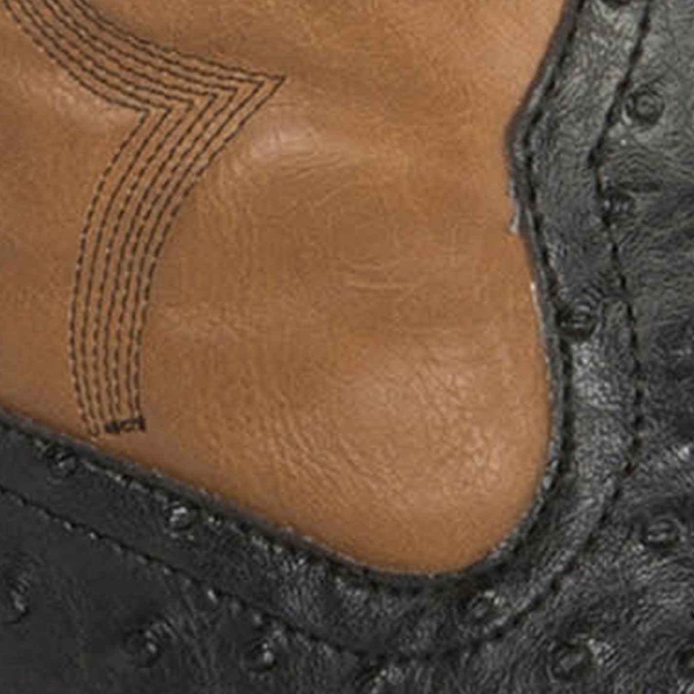 Roper Men's Faux Leather Ostrich Black & Tan Square Toe Cowboy Boots - Image 1