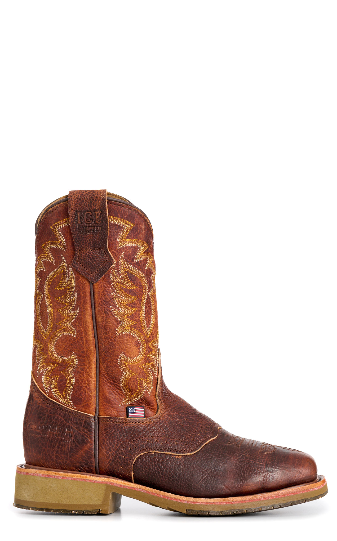 Double H Men's Cognac Bison Comp Wide Square Toe Work Boots - Image 1