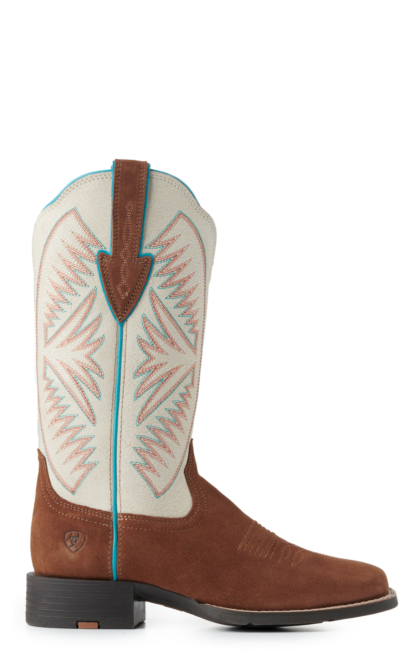 Ariat Women's Round Up Ruidoso Matte Pearl and Cedar Suede Square Toe Cowboy Boots - Image 1