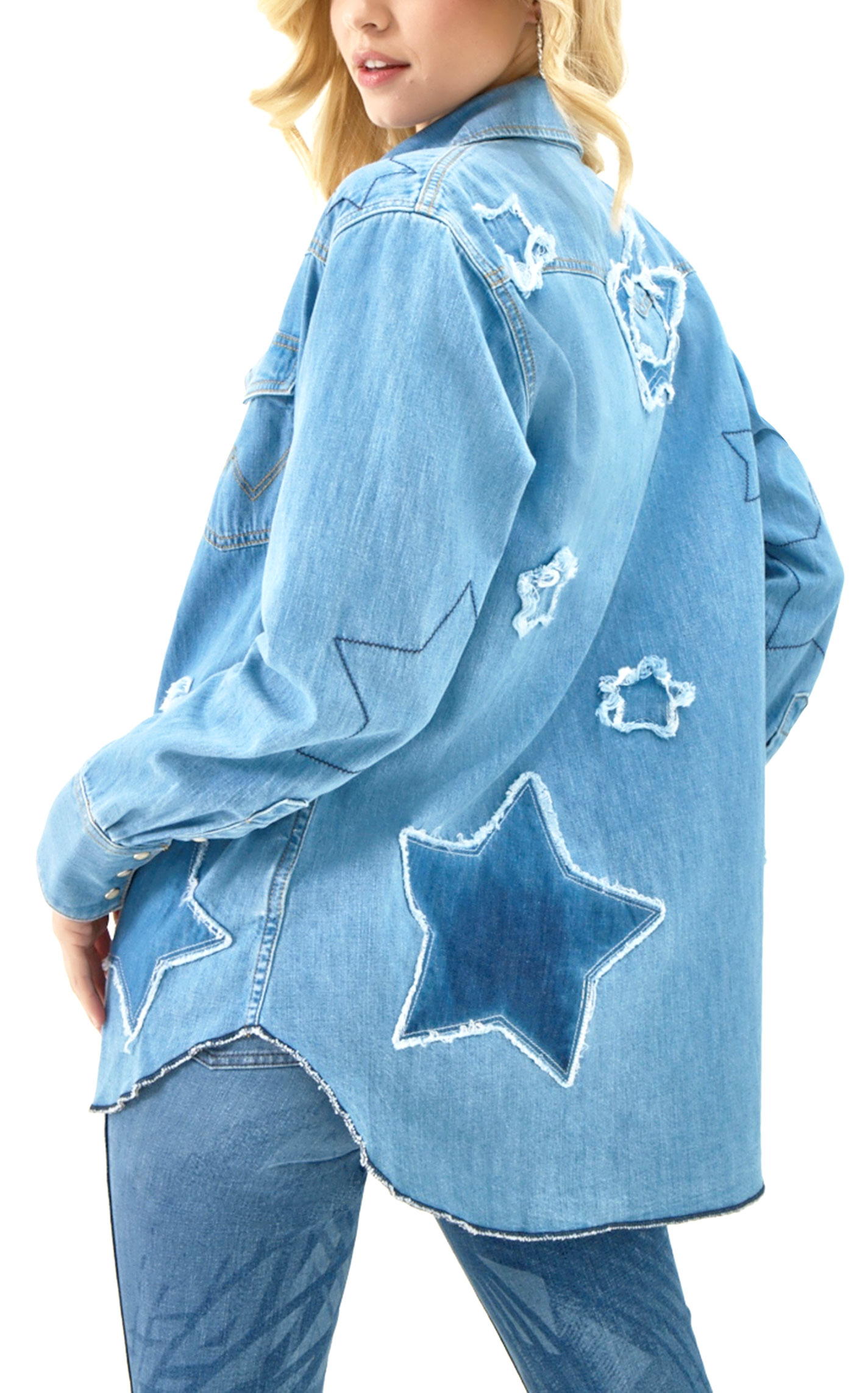 Wrangler Women's Novelty Stars Denim Top - Image 1