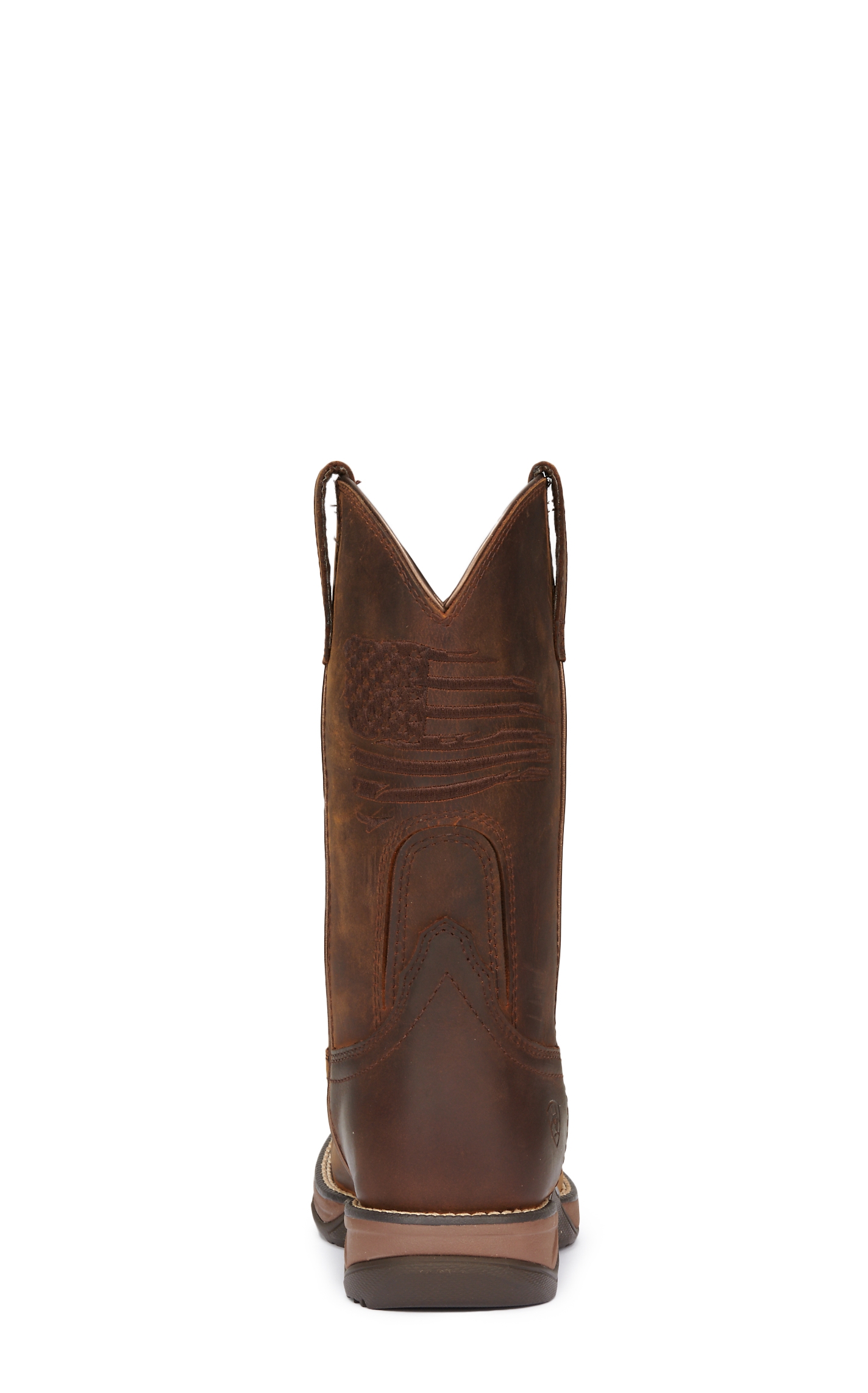 Ariat Women's Anthem Patriot H2O Distressed Brown Embroidered Flag Waterproof Square Toe Cowboy Boot - Image 1
