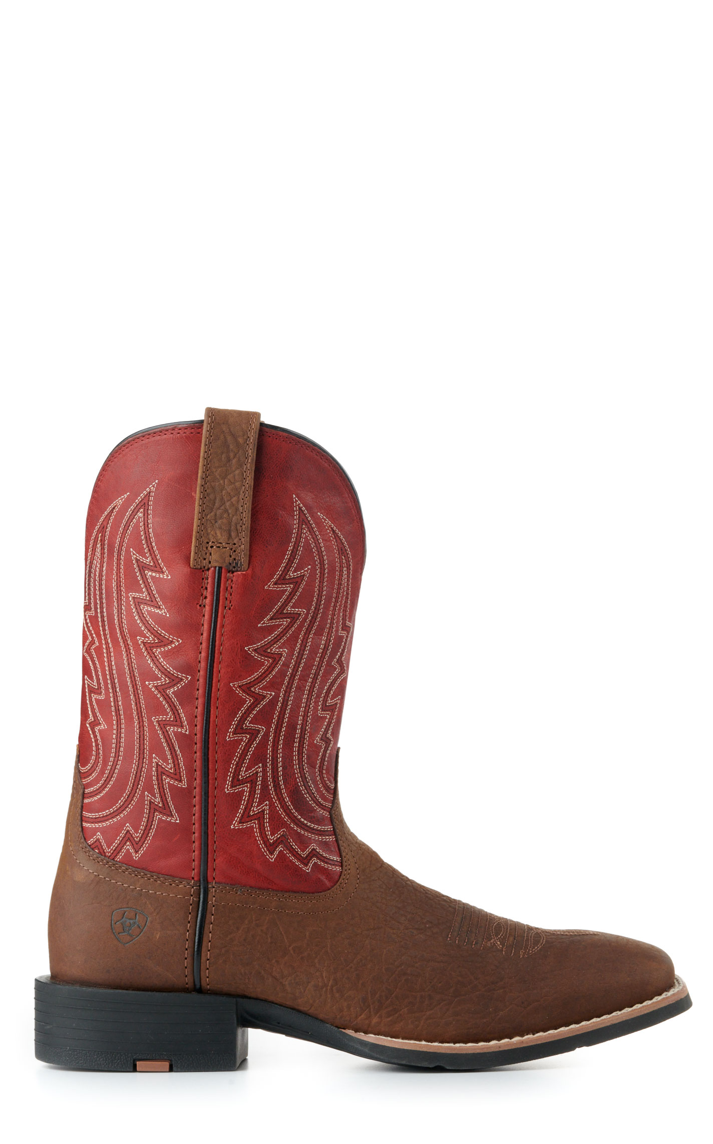 Ariat Men's Sport Big Country Dark Brown and Red Wide Square Toe Cowboy Boots - Image 1