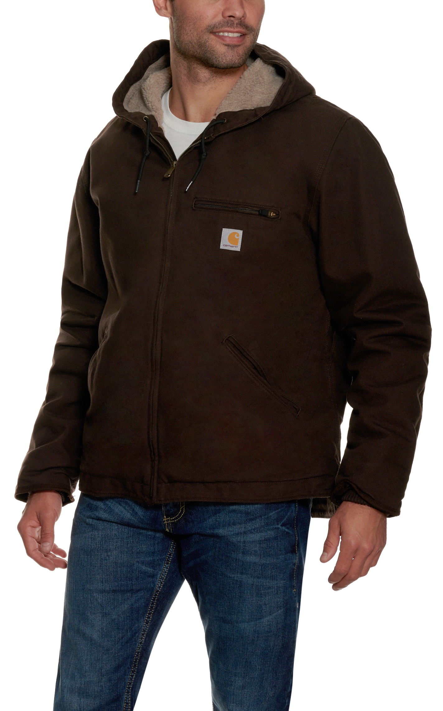 Carhartt Men's Dark Brown Sherpa Lined Jacket - Image 1