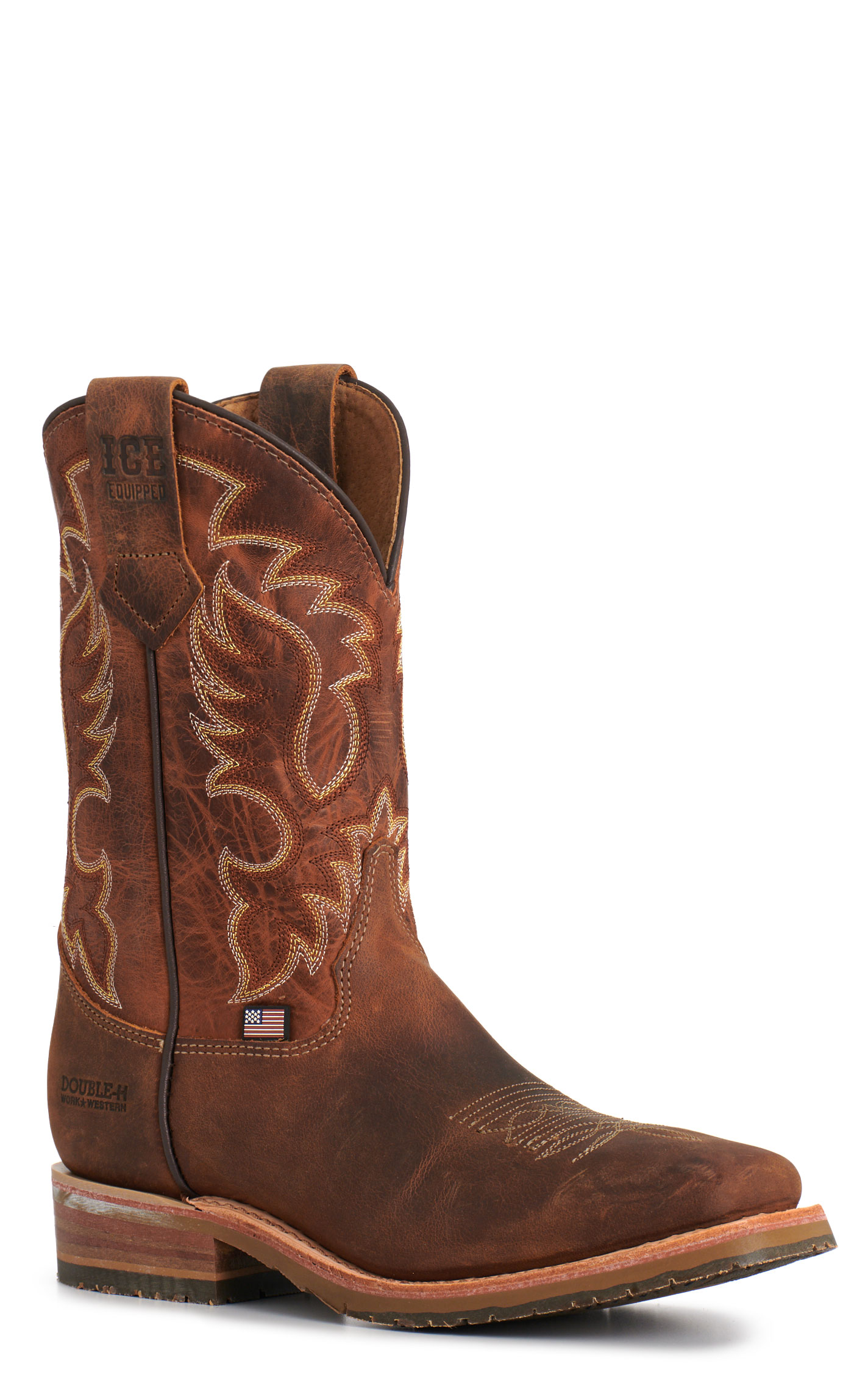 Double H Men's Kango Tobacco & Tangerine Square Toe Cowboy Boots - Image 1