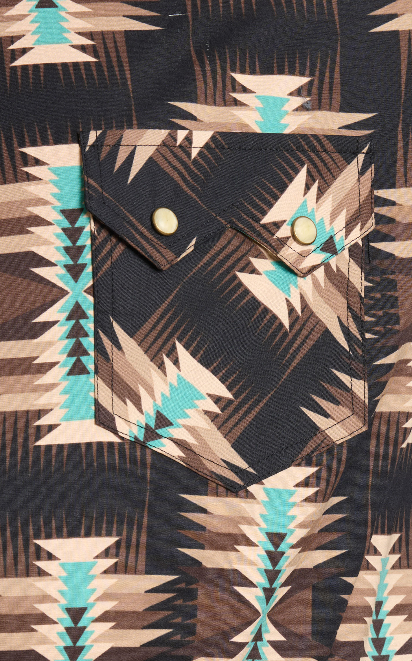 Rock & Roll Denim & Dale Brisby Men's Coffee & Sea Aztec Western Shirt - Image 1