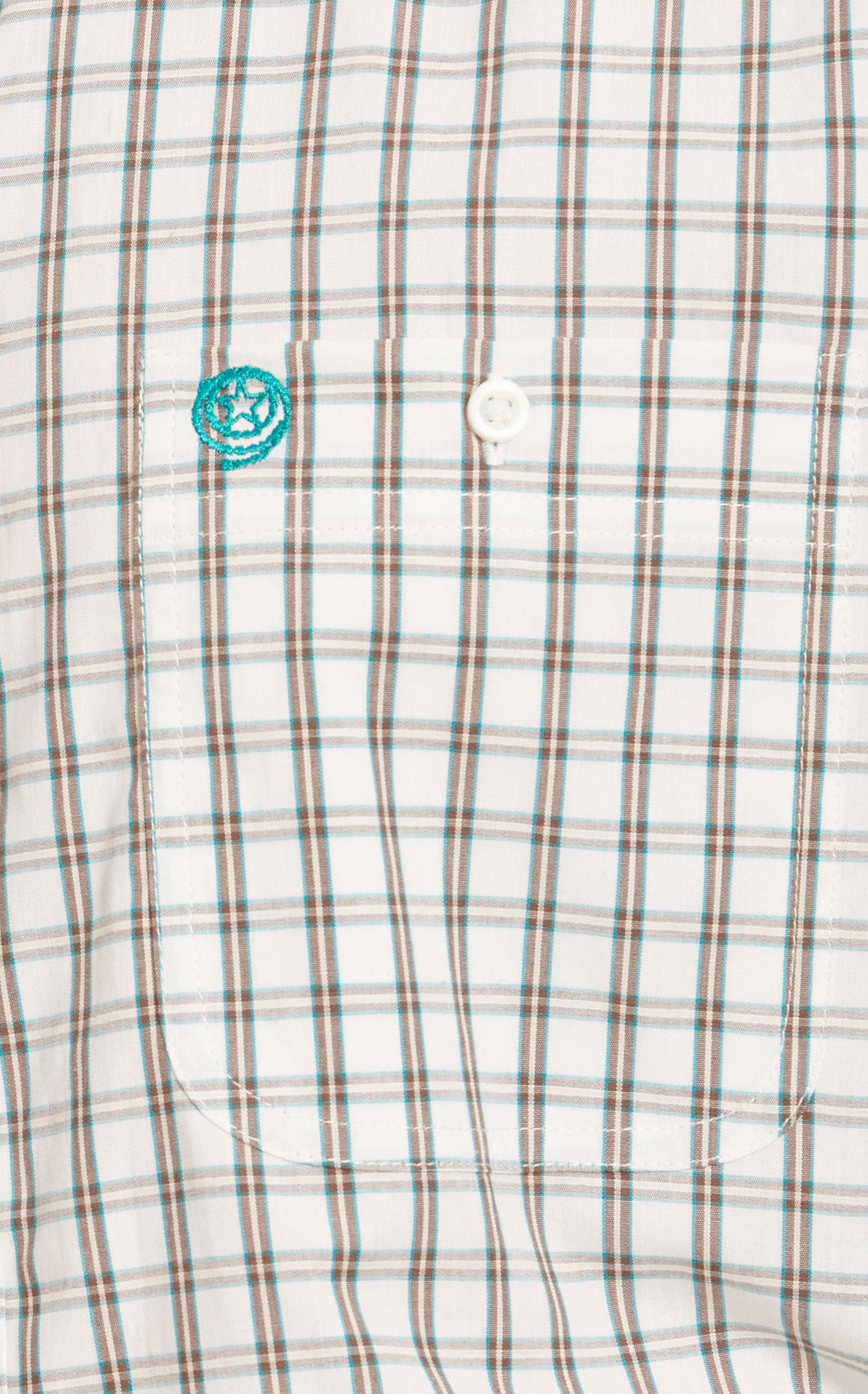 Wrangler Men's George Strait Collection Chocolate & Turquoise Plaid Western Shirt - Image 1
