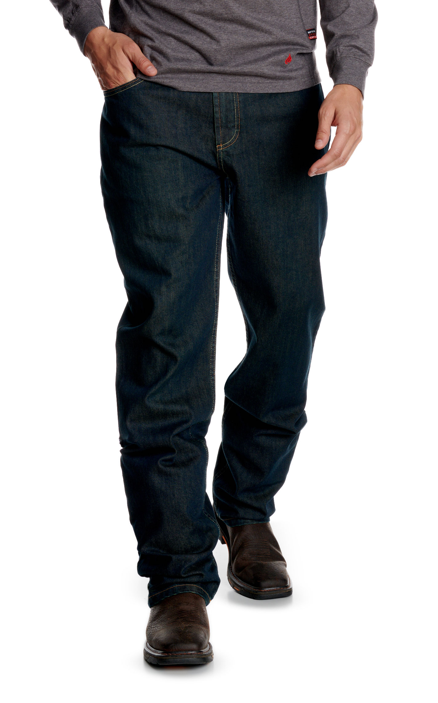 Forge Men's Dark Wash Denim FR Straight Leg Jeans - Image 2