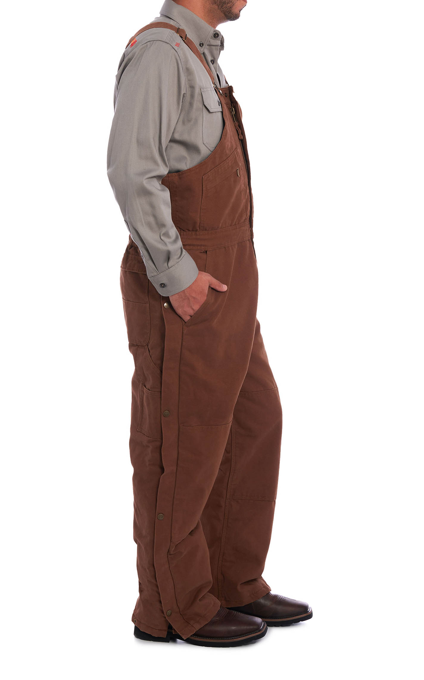 Forge Men's Brown Quilted Lined Bib Work Overalls - Image 1