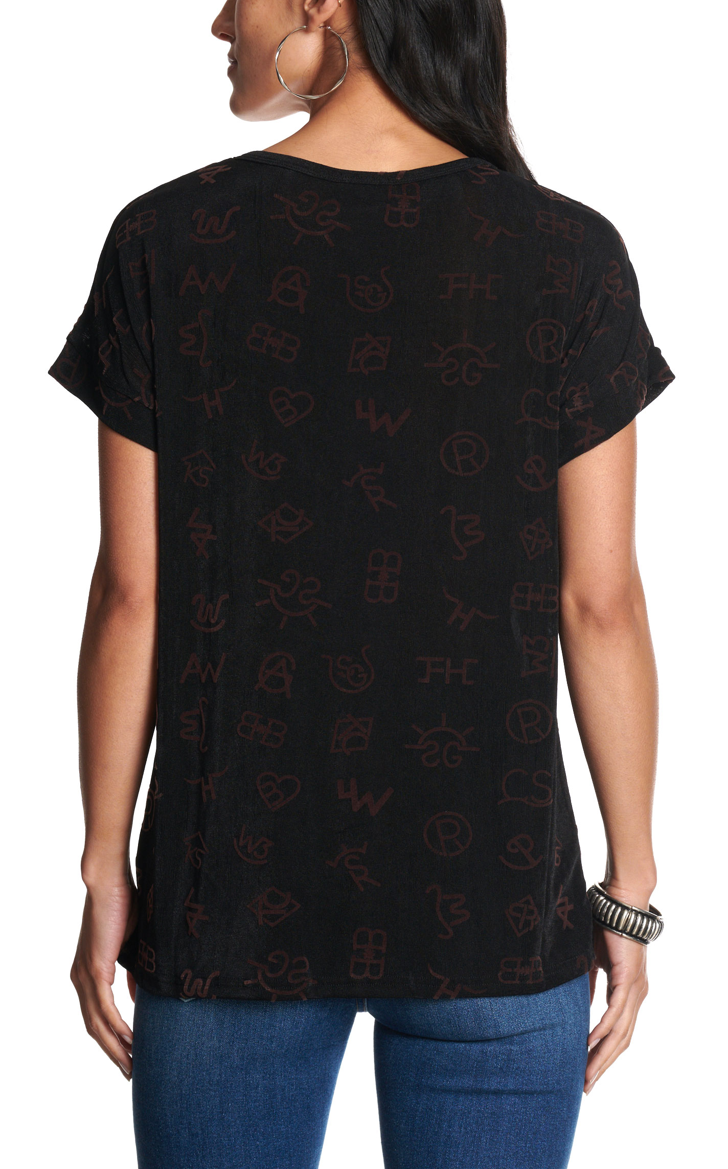 Merigold Kiss Women's Black Branded Print Top - Image 1