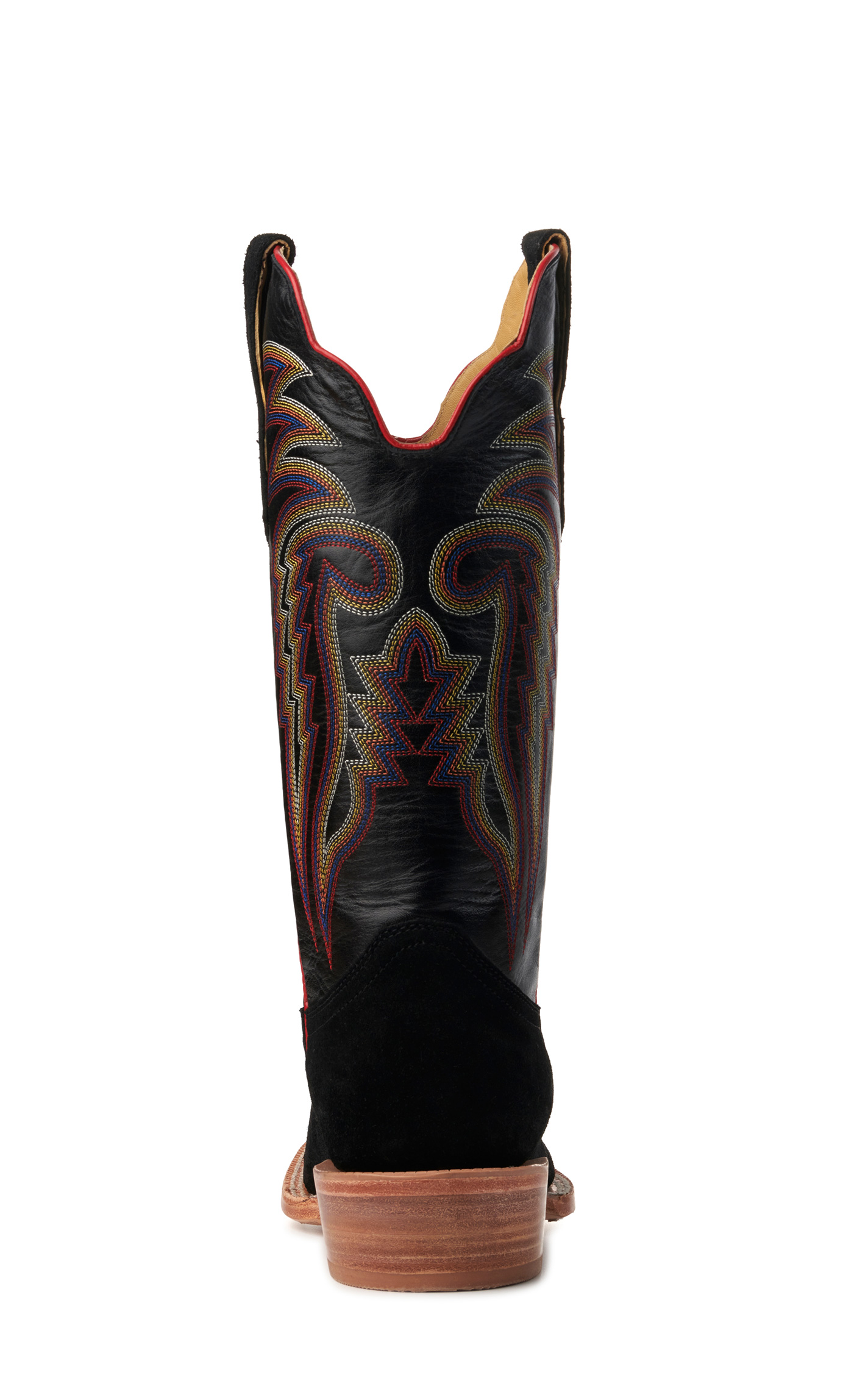 R Watson Men's Black Roughout and Black Wide Square Toe Cowboy Boots - Image 1