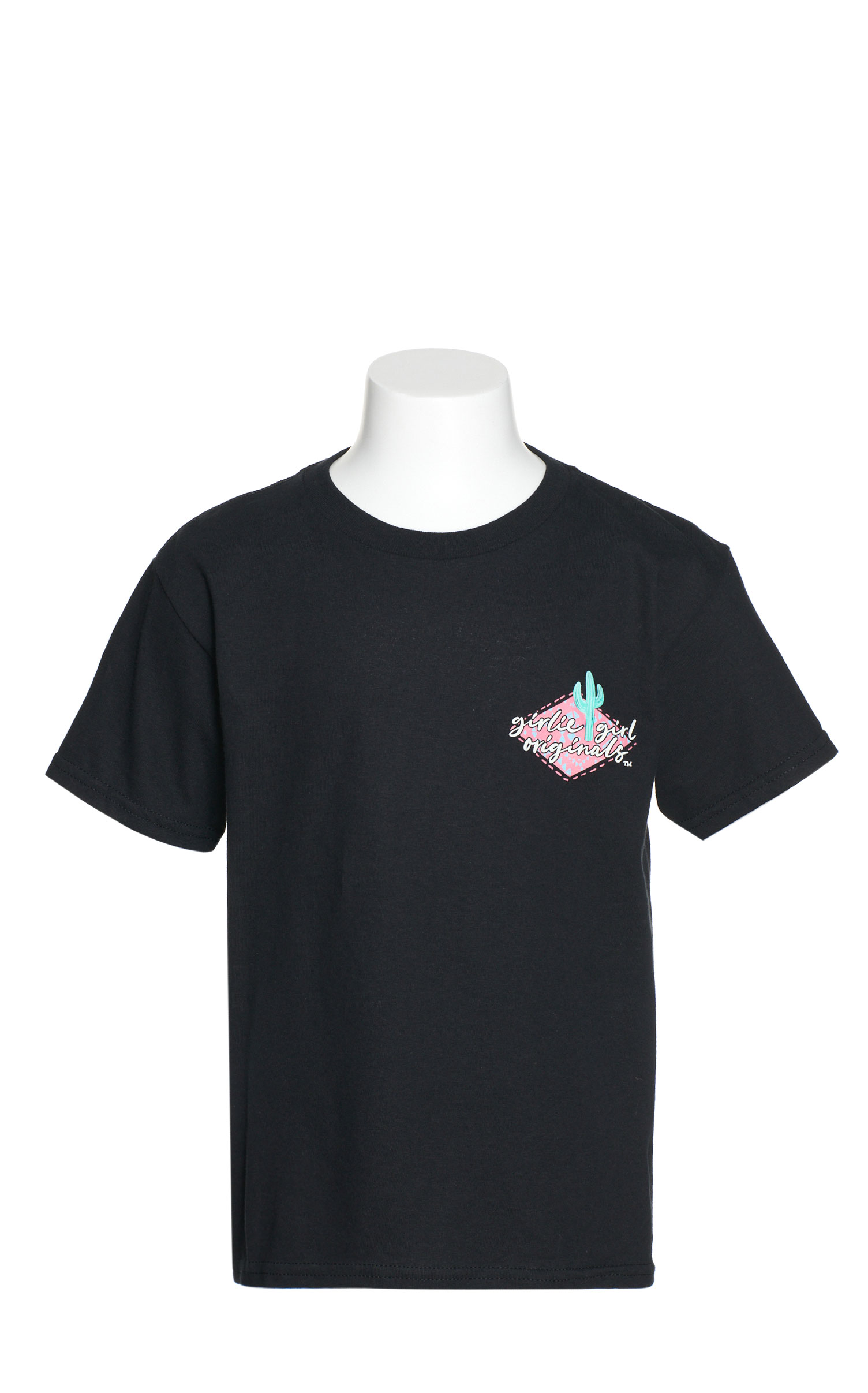 Girlie Girl Original's Girls Black with Mint & Pink Cactus Hard to Handle Graphic Short Sleeve T-Shirt - Image 1