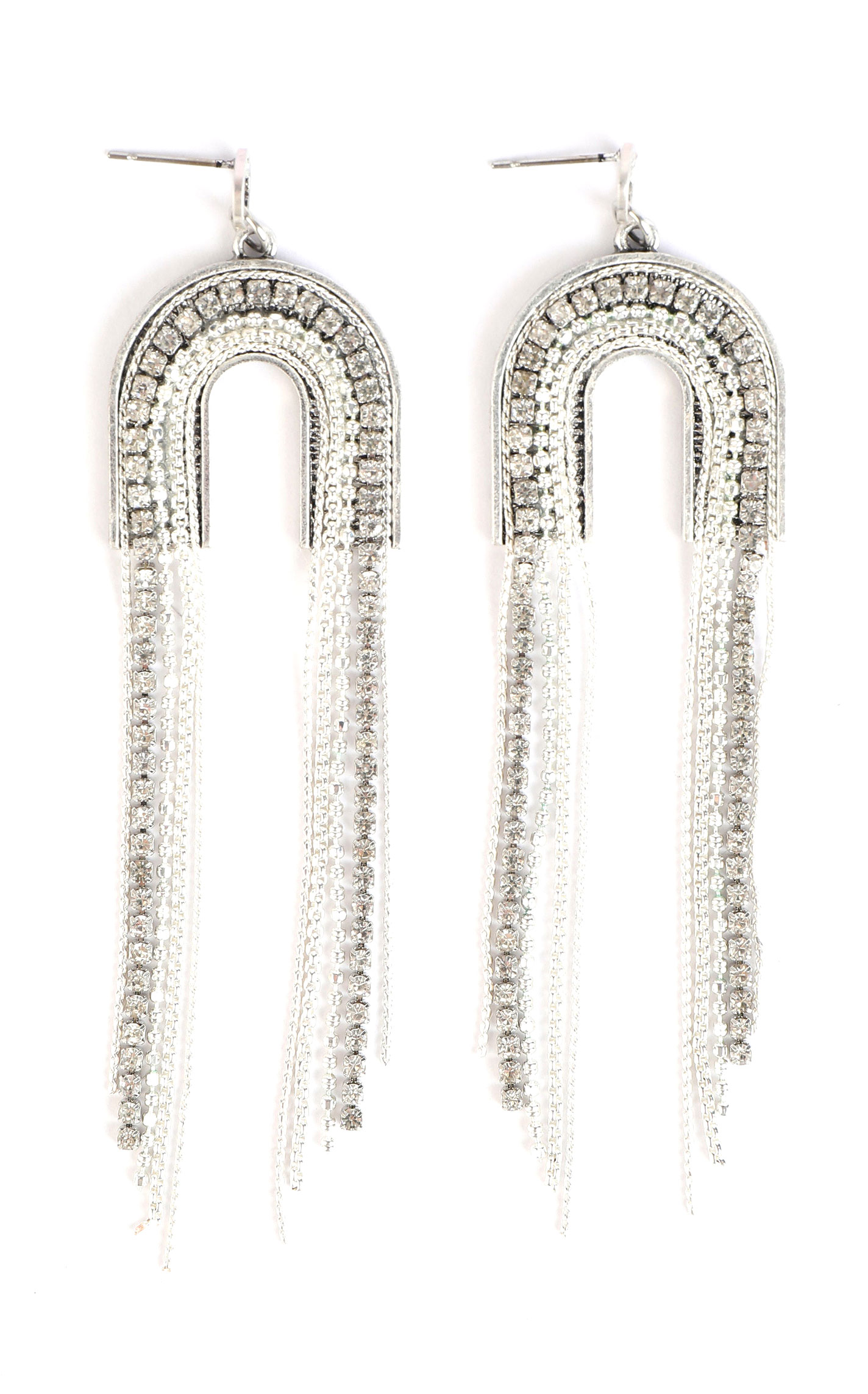 Cowgirl Confetti Silver & Rhinestone All That Jazz Earrings - Image 1