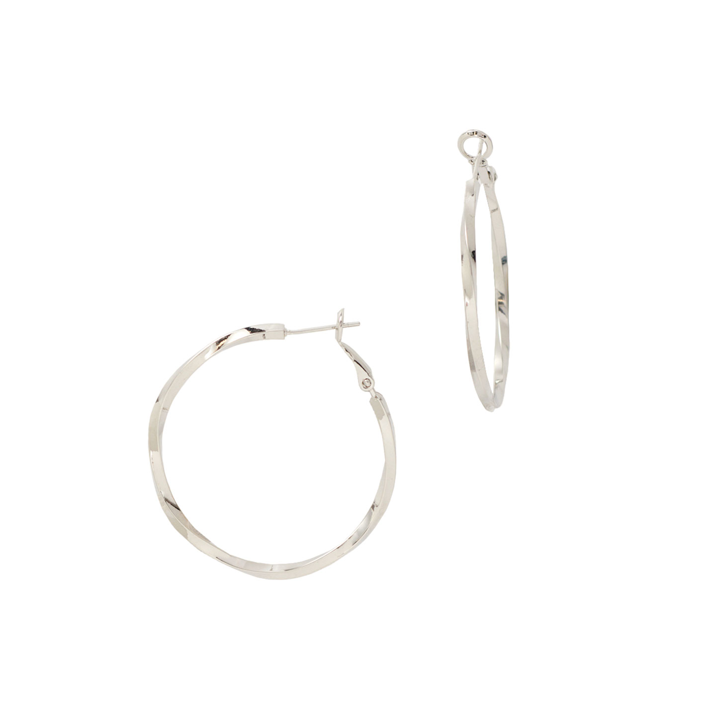 Southern Grace Silver Twisted Medium Hoop Earrings - Image 2