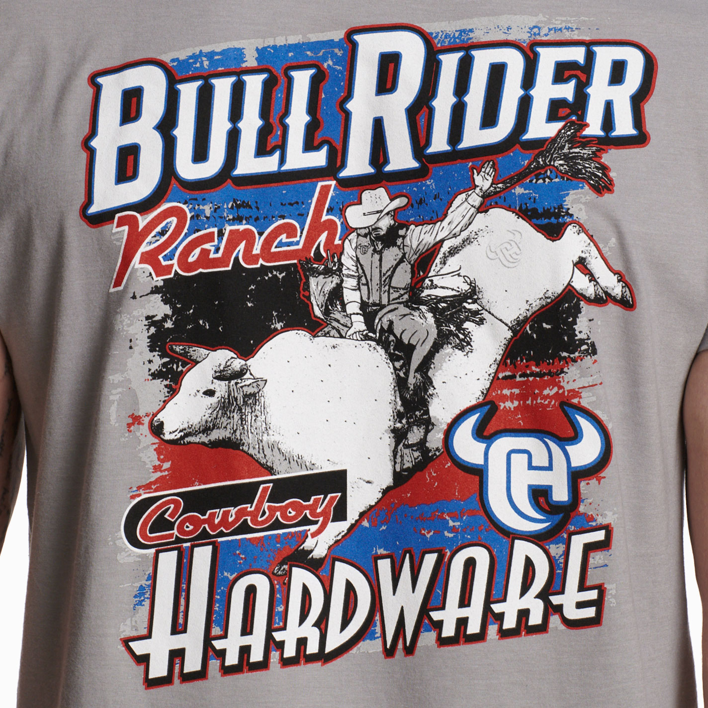 Cowboy Hardware Men's Silver Bull Rider Graphic T-Shirt - Image 1