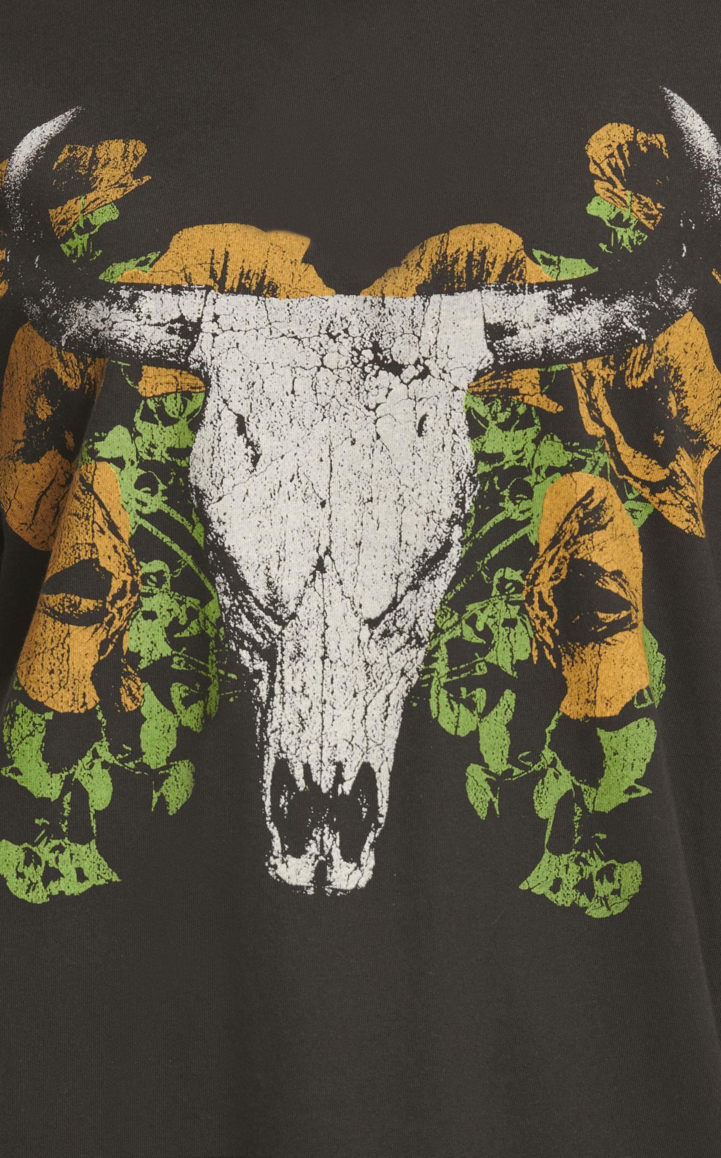 Girl Dangerous Women's Black with Lemon Lime Floral Skull Graphic Short Sleeve T-Shirt - Image 1