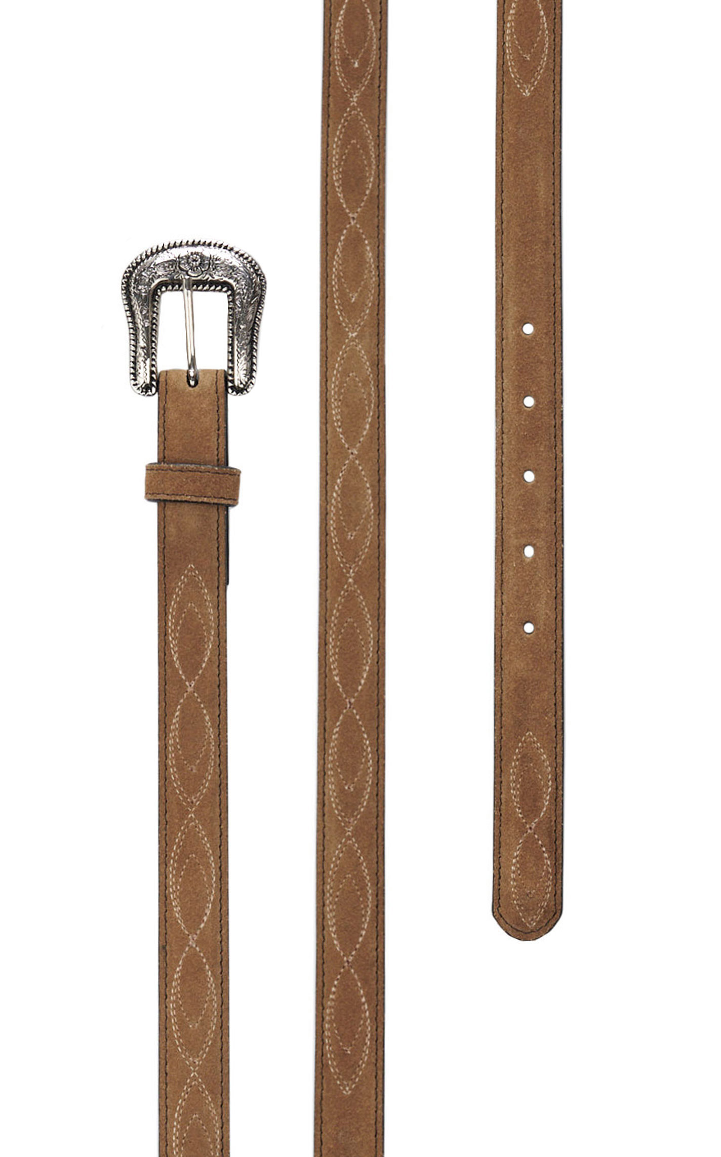 Cavender's Women's Bentley Toasty Tortilla Suede Stitched Belt  - Image 1