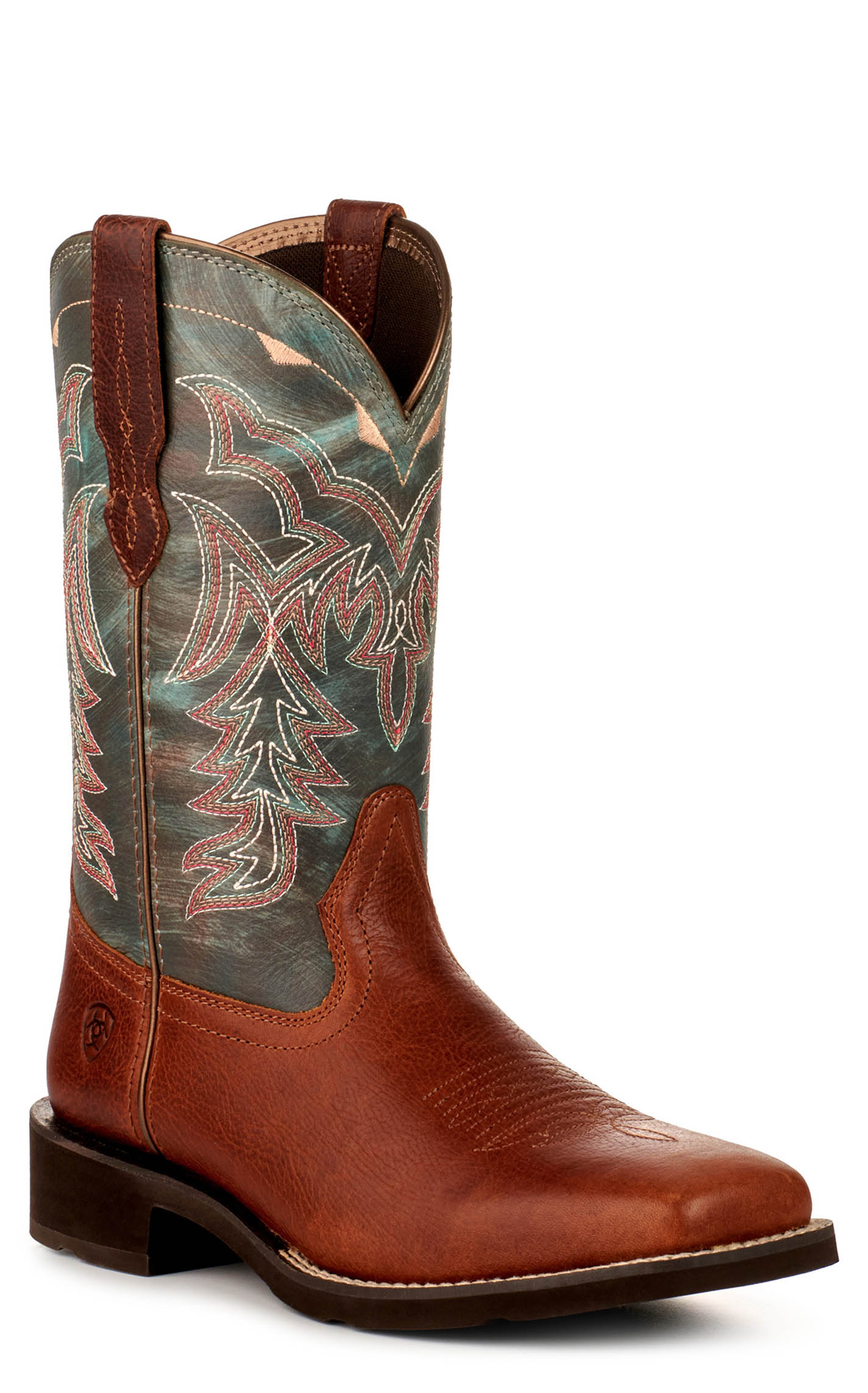 Ariat Women's Delilah Spiced Cider and Teal Wide Square Toe Cowboy Boots - Image 1