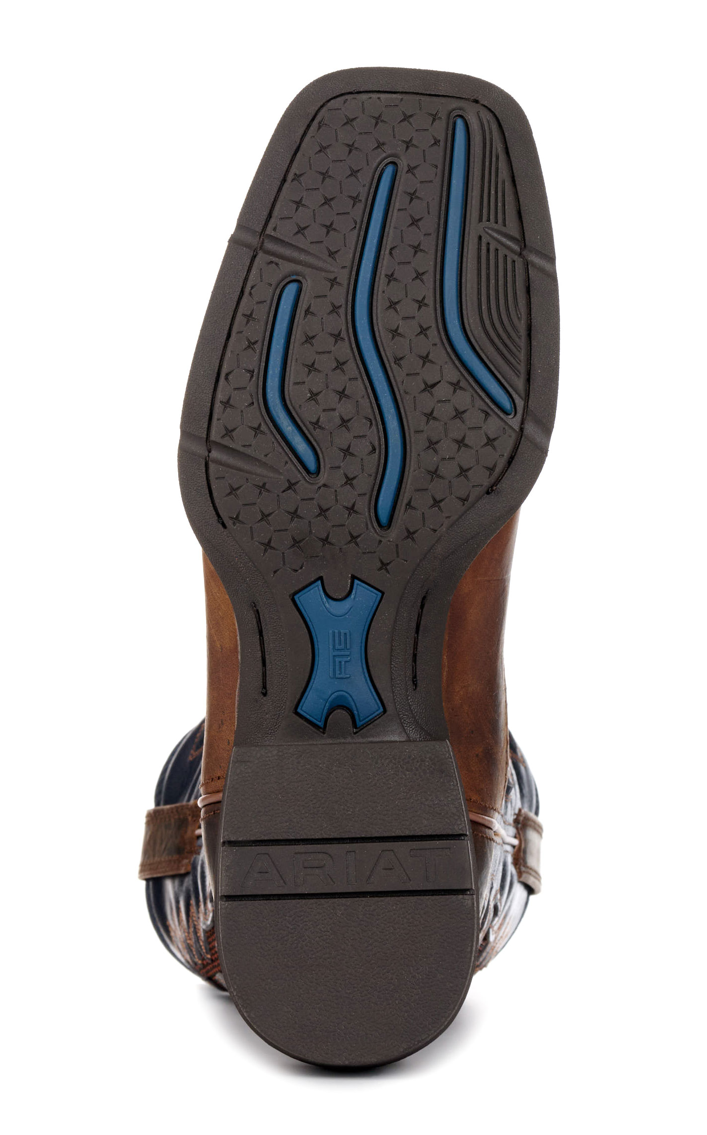 Ariat Men's Sport Cool VentTEK Bar Brown and Blue Wide Square Toe Cowboy Boot - Image 1