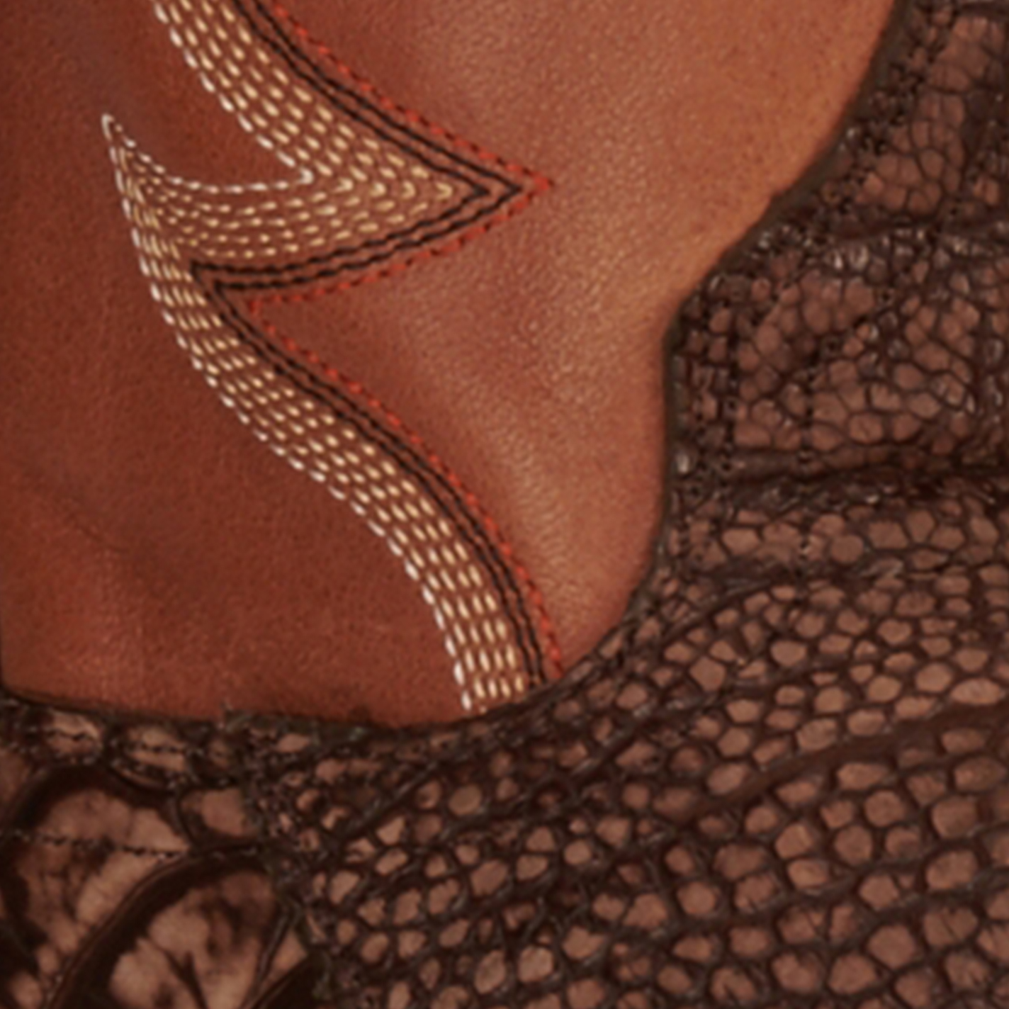 Cavender's Men's Old Coffee Ostrich Leg and Cognac Wide Square Toe Exotic Cowboy Boots - Image 1