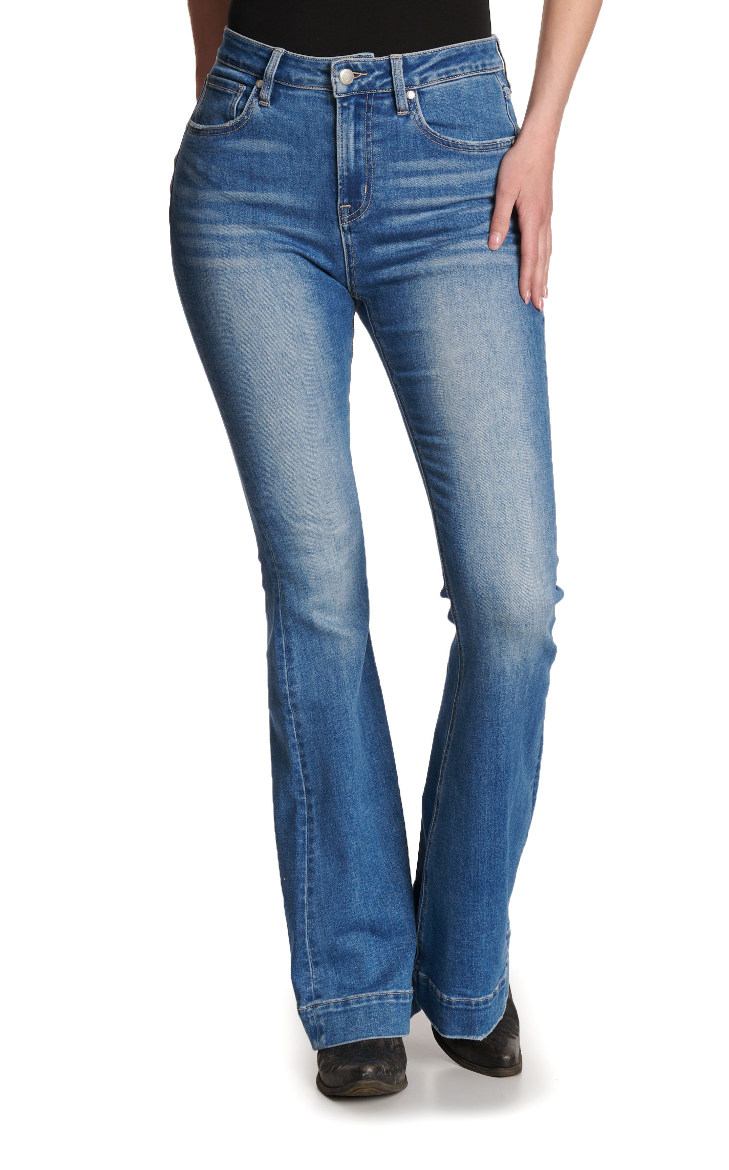 Rockin' C Women's Medium Wash High Rise Trouser Jeans - Image 1