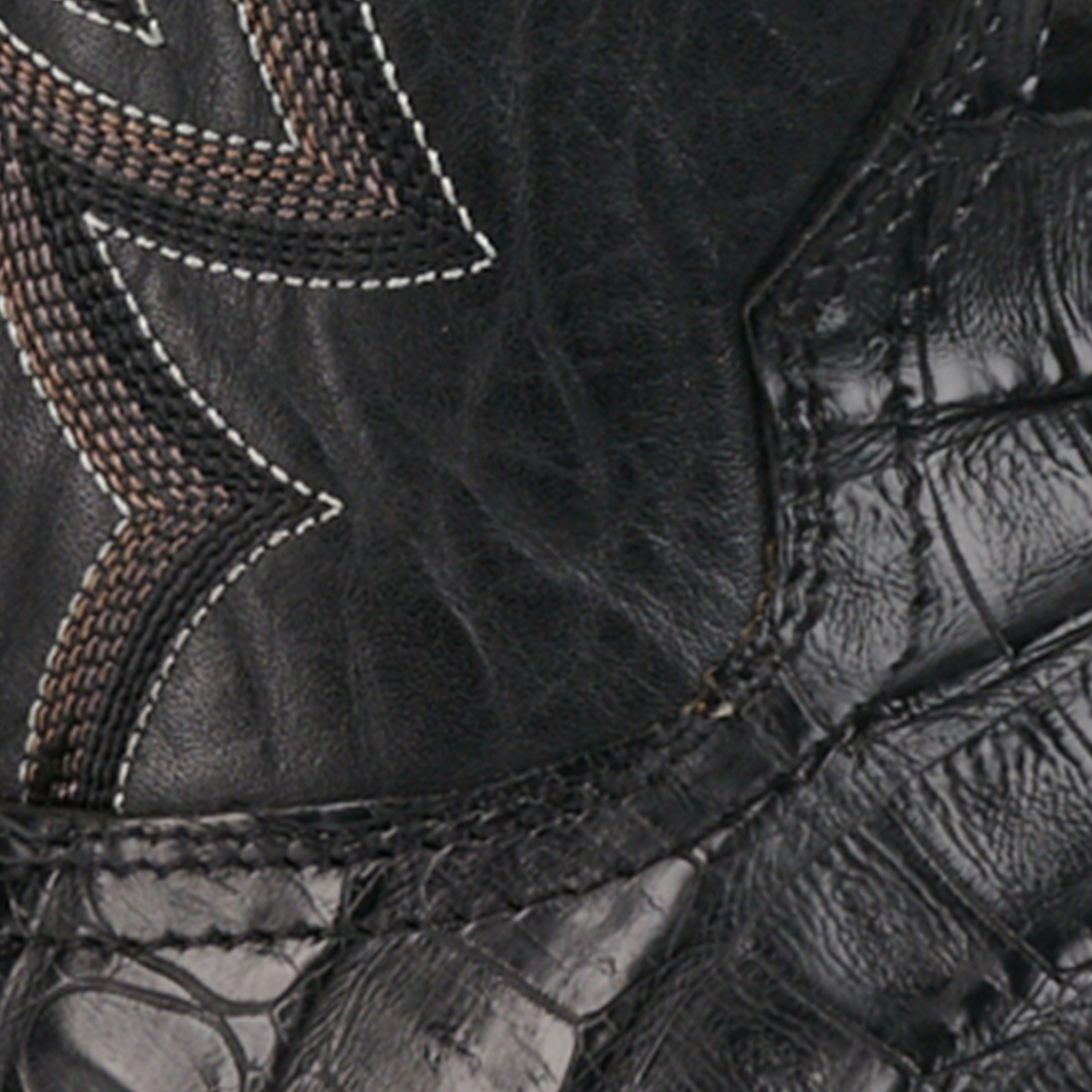 Cavender's Men's Black Caiman Tail Wide Square Toe Exotic Cowboy Boots - Image 1
