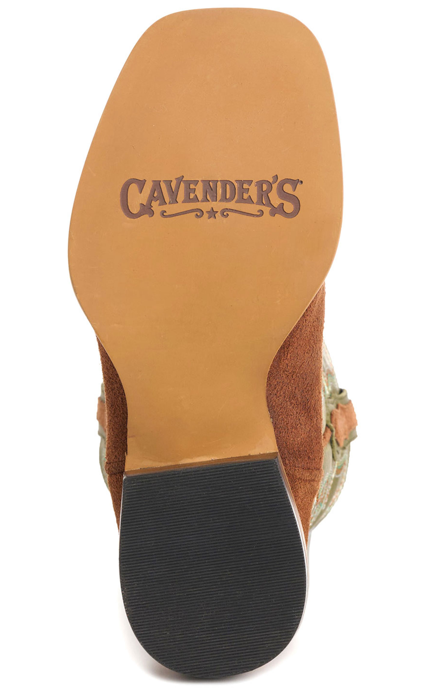Cavender’s Kids' Olive Green & Brown Roughout Suede Square Toe Cowboy Boots - Image 1