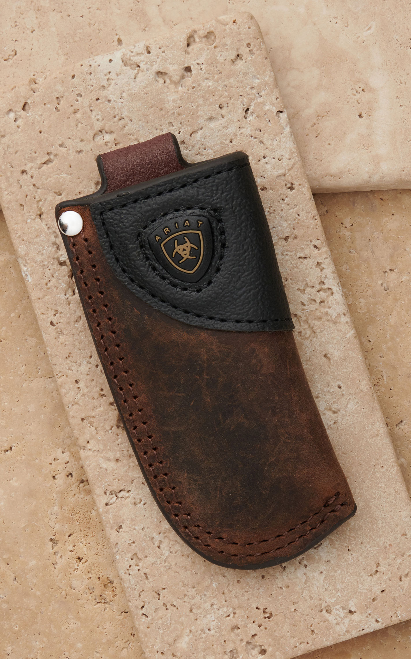 Ariat Dark Brown with Black Leather Knife Sheath - Image 1