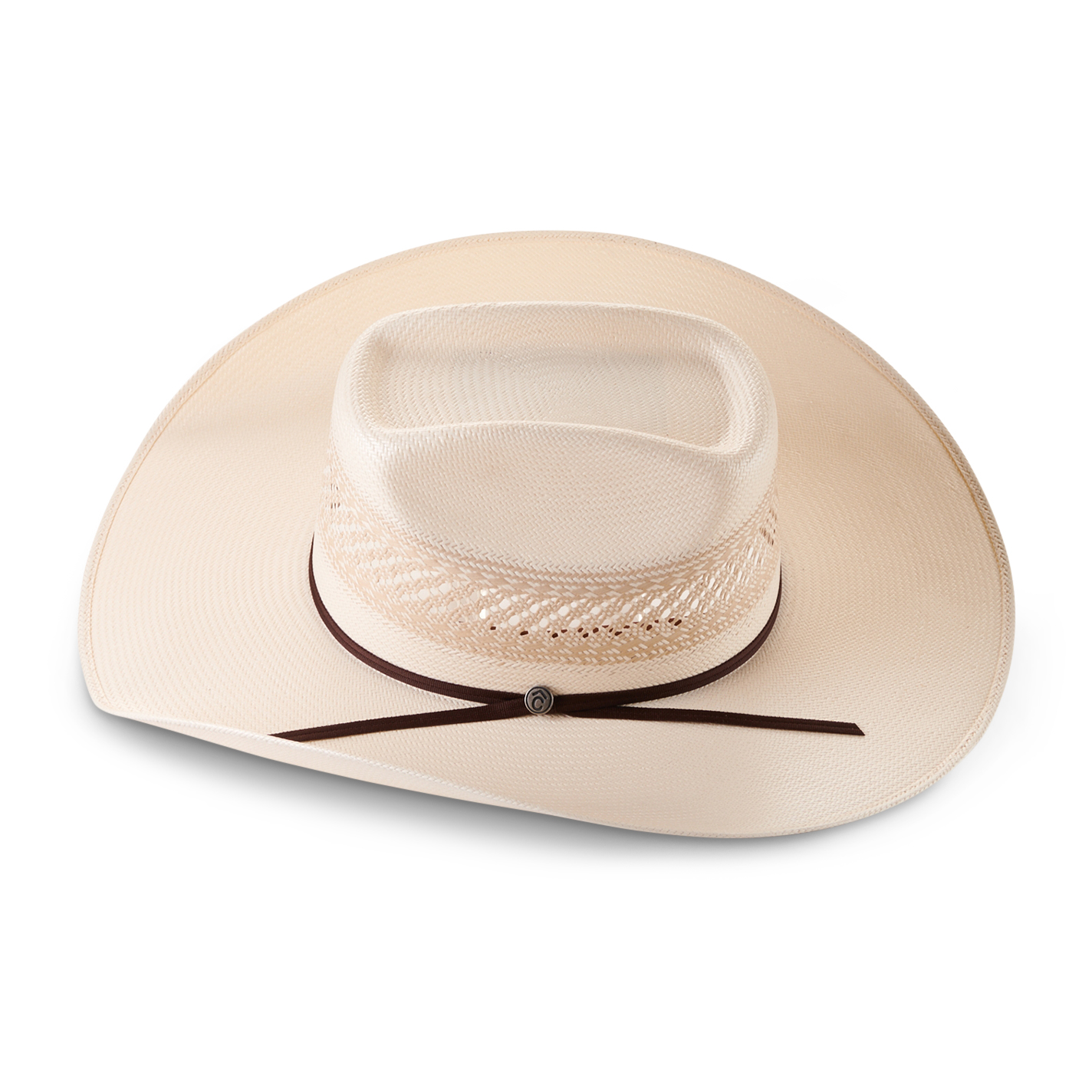 Rafter C Shantung Ivory and Tan Rowdy Crown Straw Cowboy Hat - Image 1