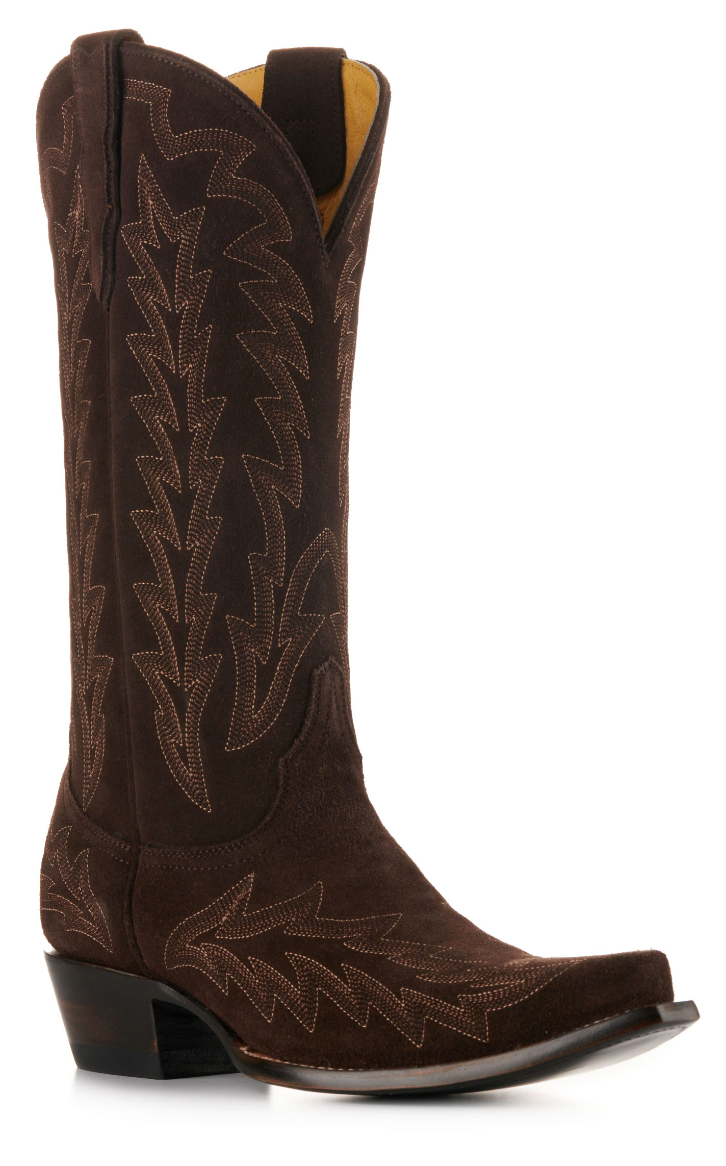 JRC & Sons Women’s McClain Chocolate Water-Resistant Suede Snip Toe Tall Cowboy Boots - Image 1