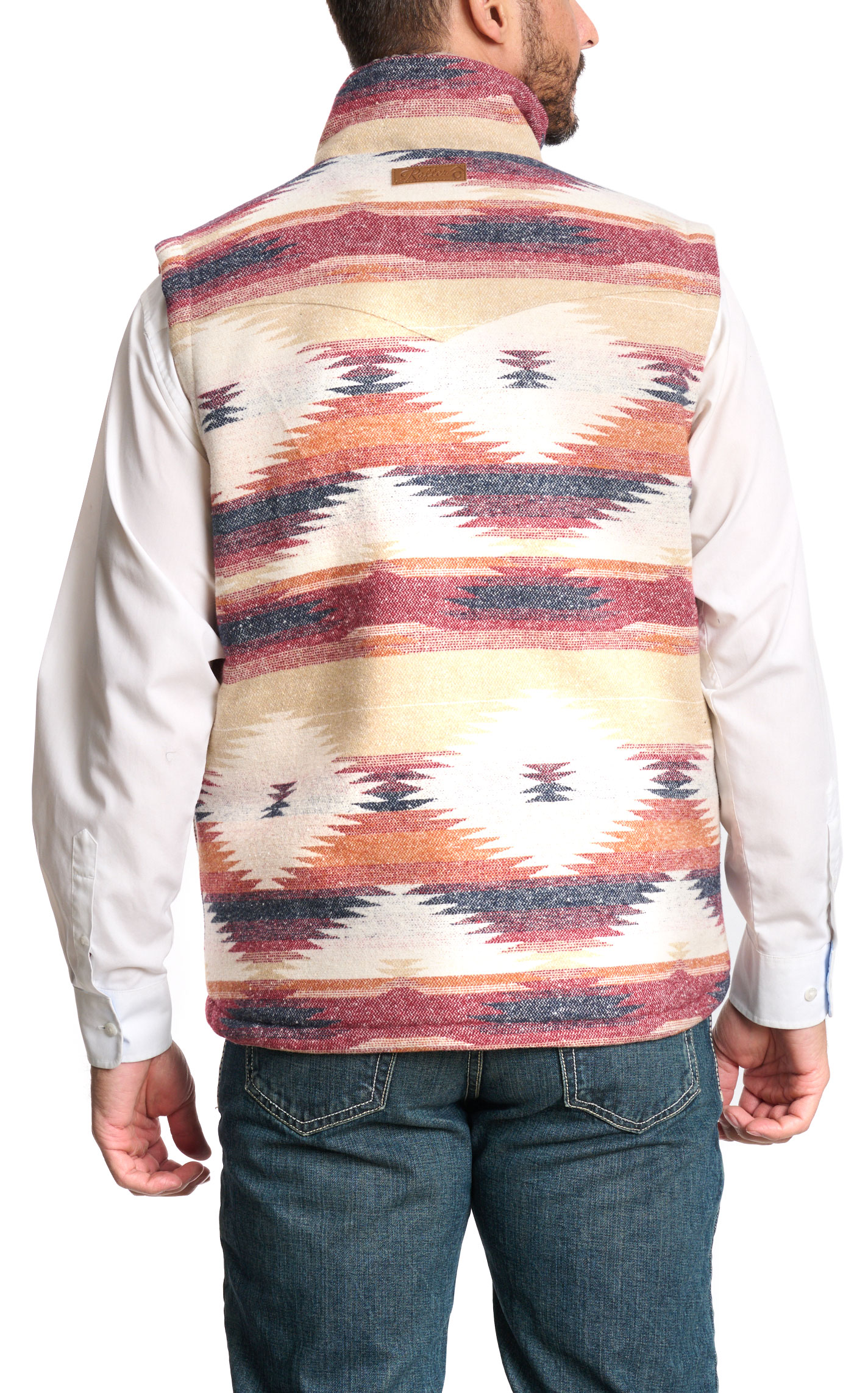 Rafter C Red Dirt Collection Men's Rusty Latte Aztec Wool Vest - Image 1