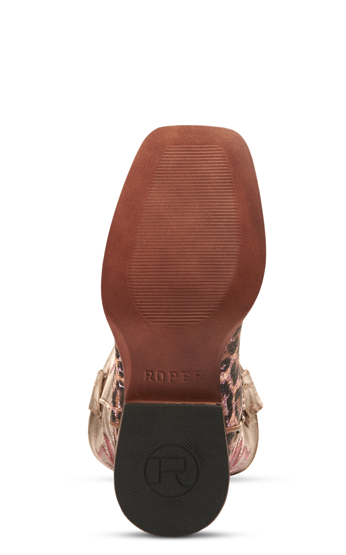 Roper Girl's Brown and Leopard with Pink Glitter Wide Square Toe Cowboy Boot - Image 1