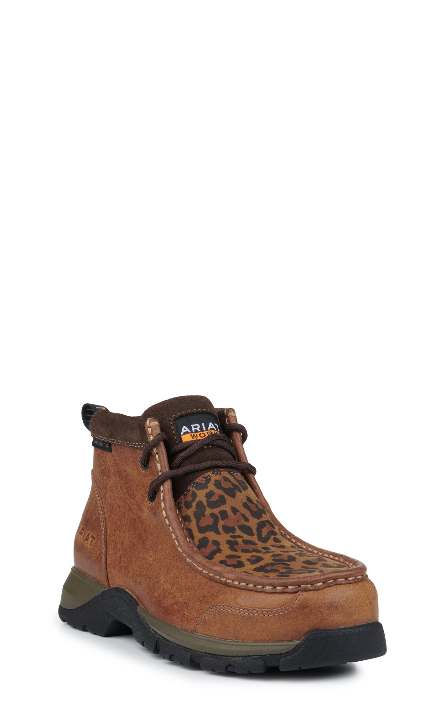 Ariat Women's Edge LTE Brown and Cheetah Print Round Composite Toe Work Boot - Image 1