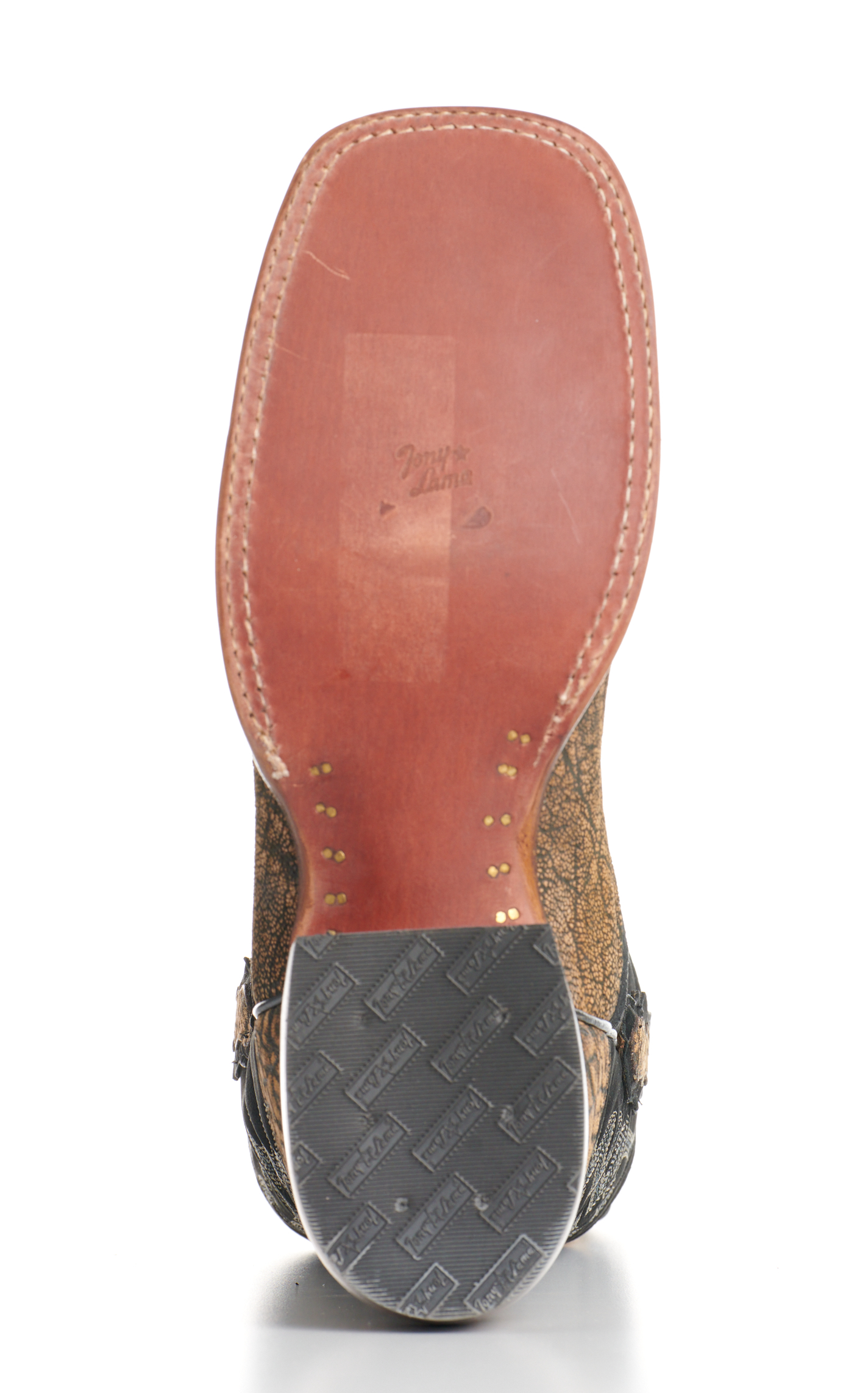 Tony Lama Men's Saddle Brown Elephant and Black Wide Square Toe Exotic Cowboy Boots - Cavender's Exclusive - Image 1